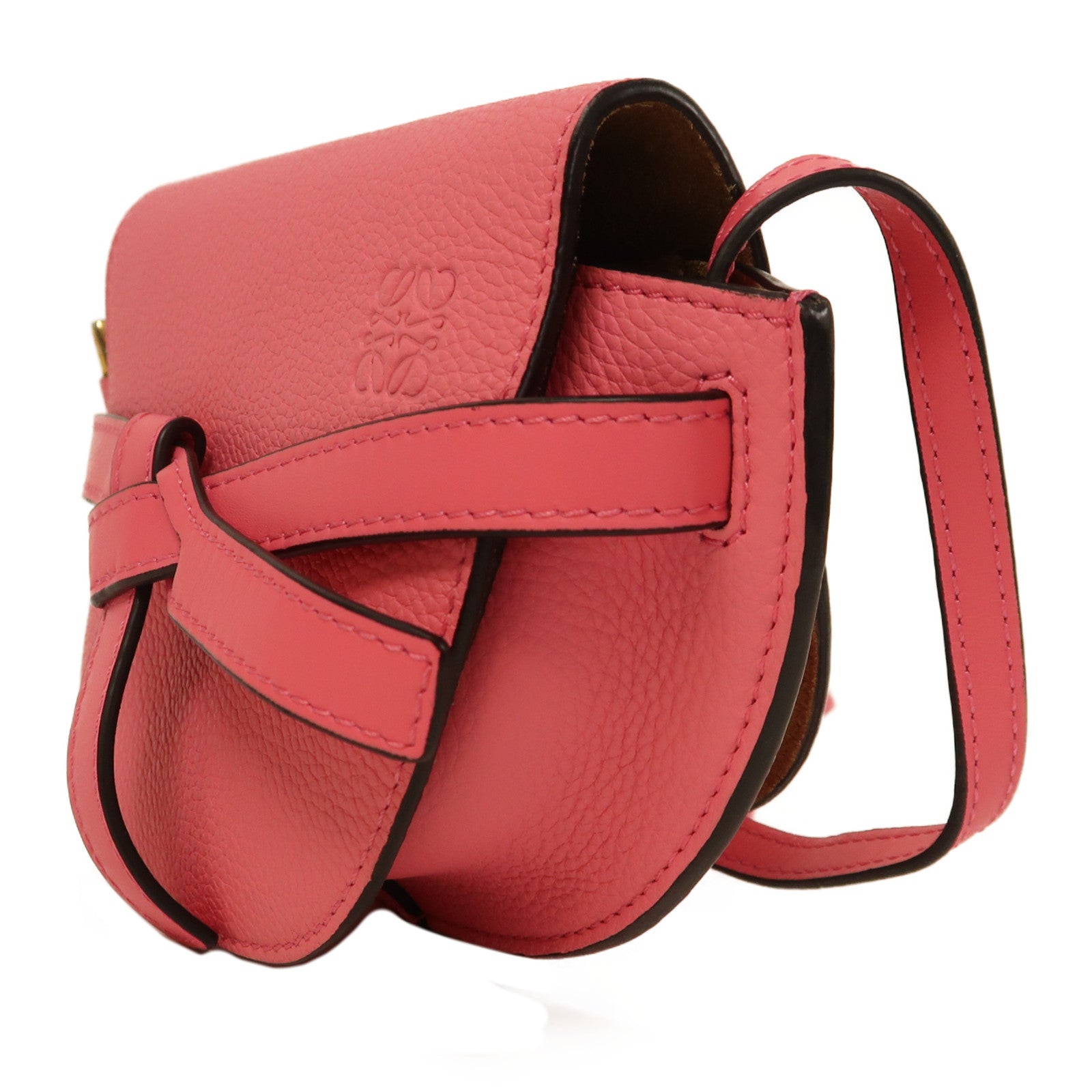 LOEWE 牛皮皮革Gate Mini Bag金扣肩背袋粉紅色