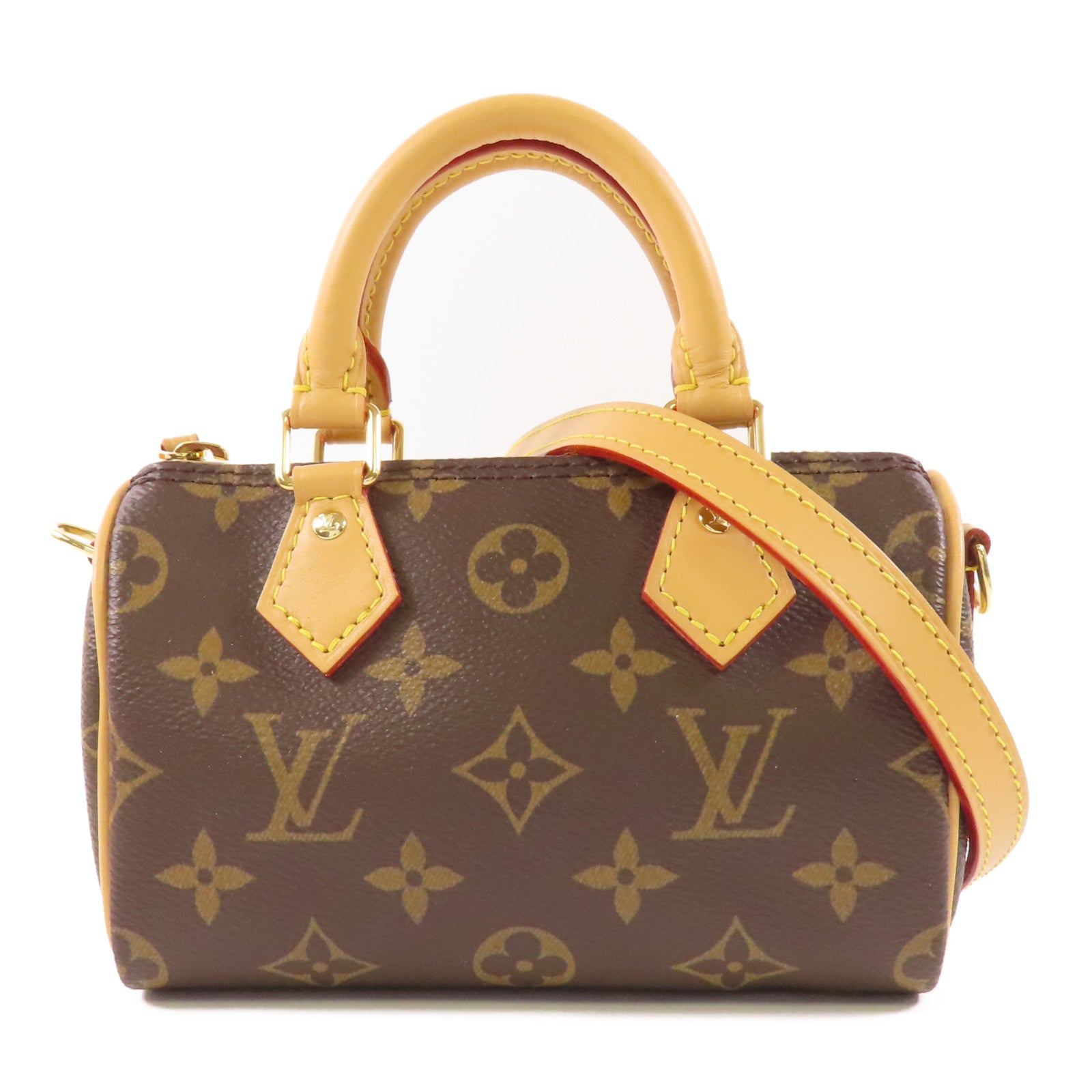 LOUIS VUITTON Monogram Nano Speedy金扣手挽肩背兩用袋