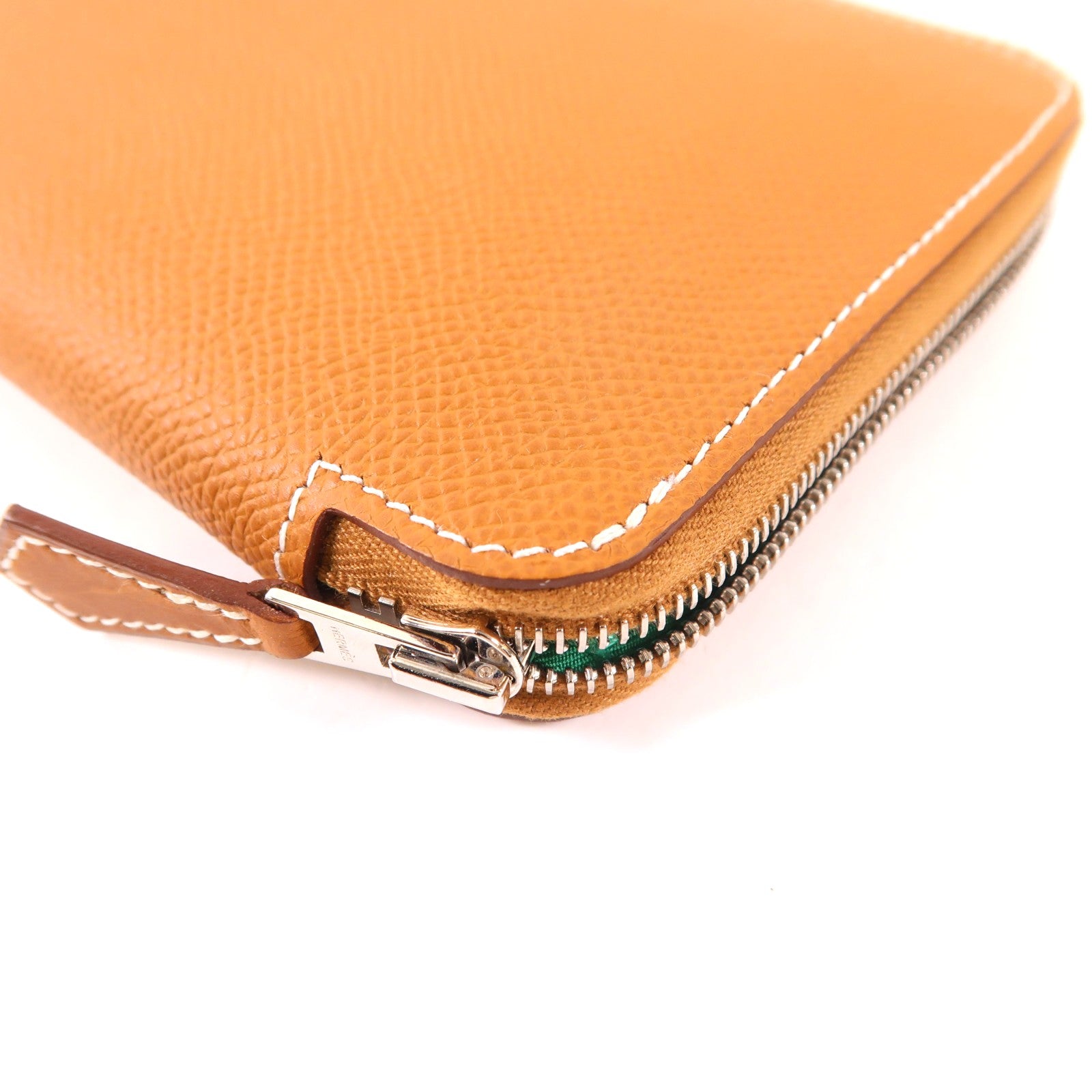 HERMES Epsom皮革Silk-In Wallet銀扣長錢包Gold