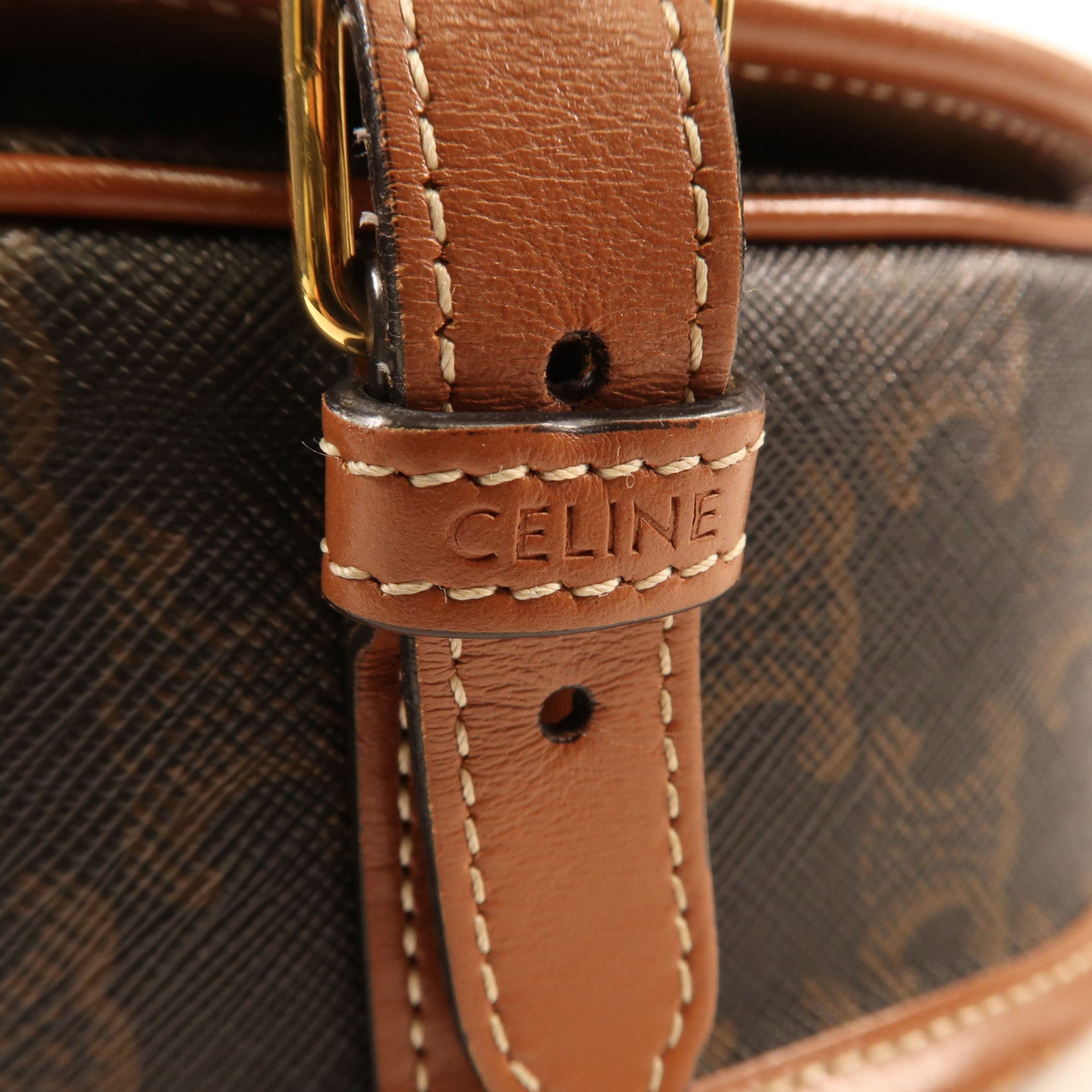 CELINE 塗層帆布Folco Bag金扣肩背袋