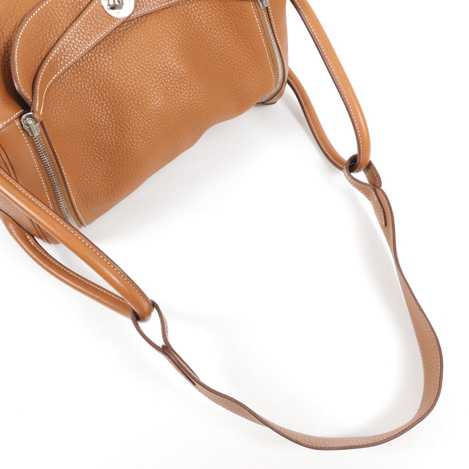 HERMES Clemence皮革Lindy 34銀扣手挽肩背兩用袋Gold