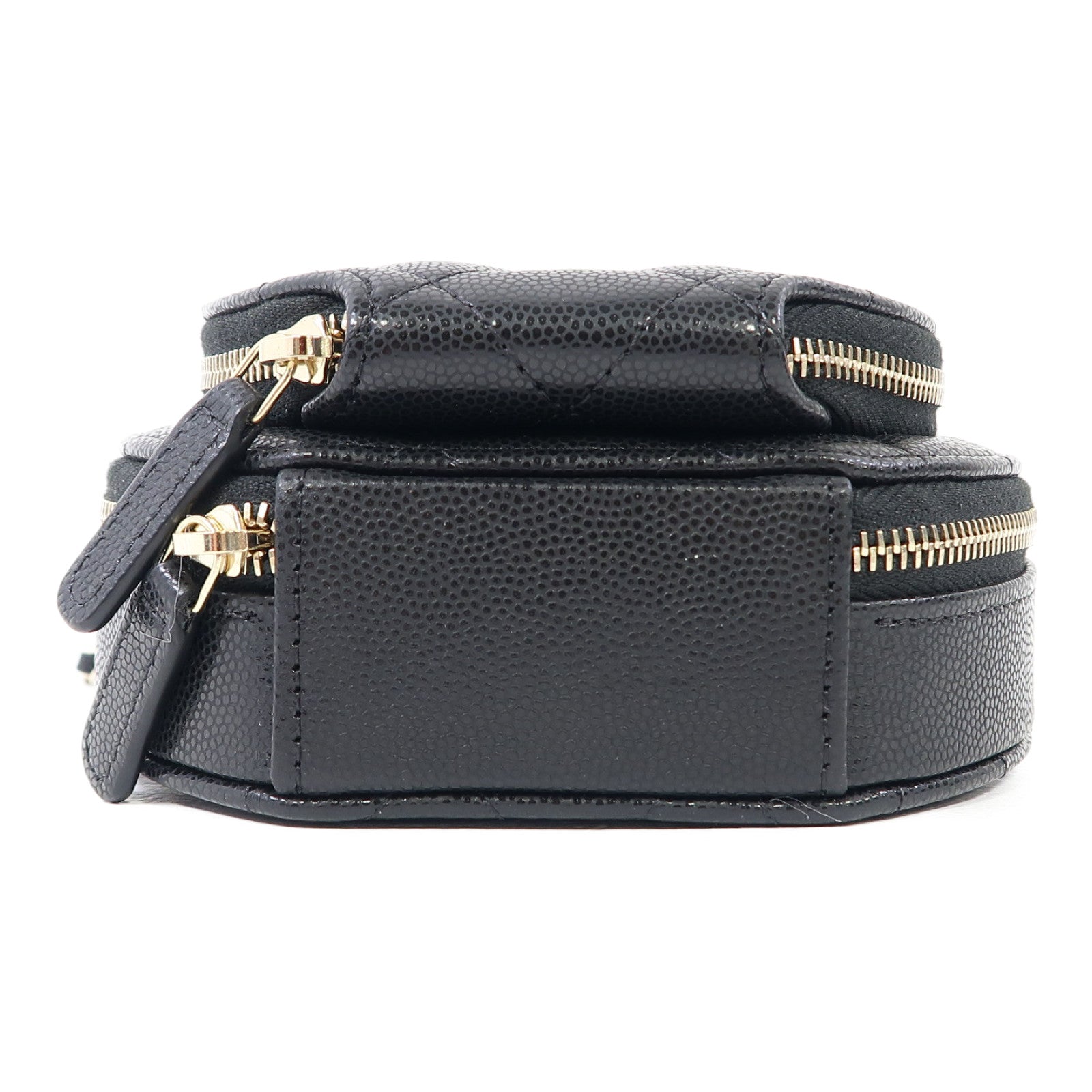 CHANEL 菱格牛皮皮革Chain Shoulder金扣鏈帶肩背袋黑色