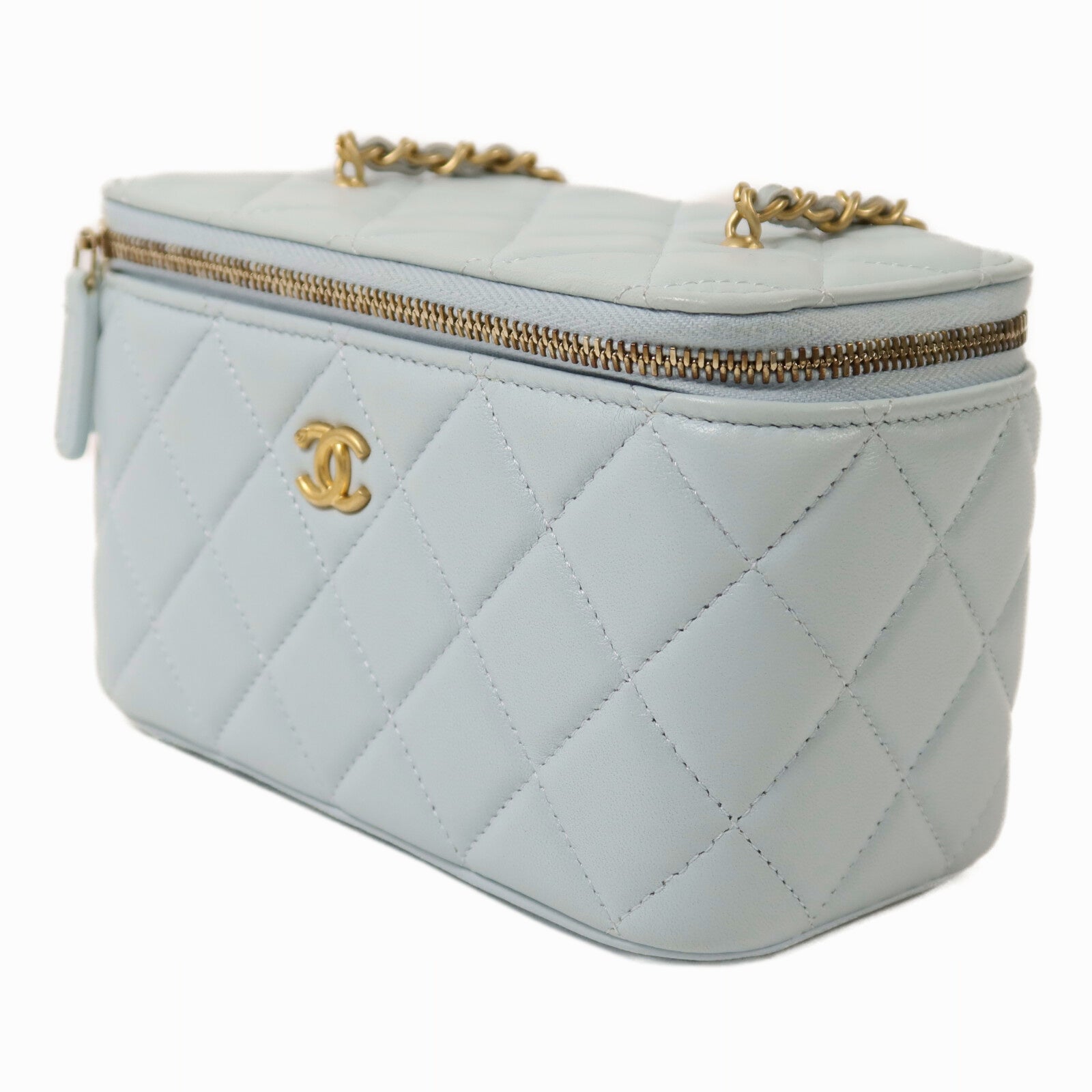 CHANEL 羊皮皮革Vanity Case金扣鏈帶肩背袋