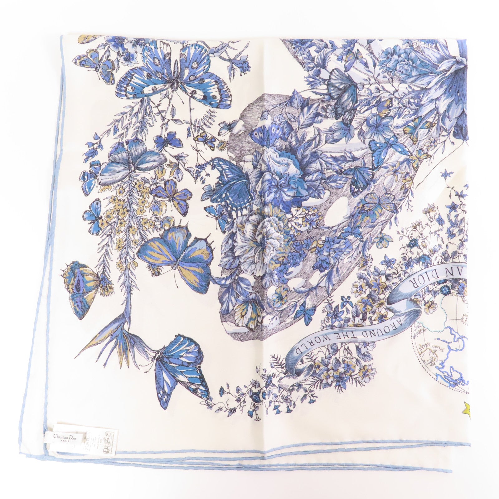 Dior 絲質Scarf絲巾藍色/白色