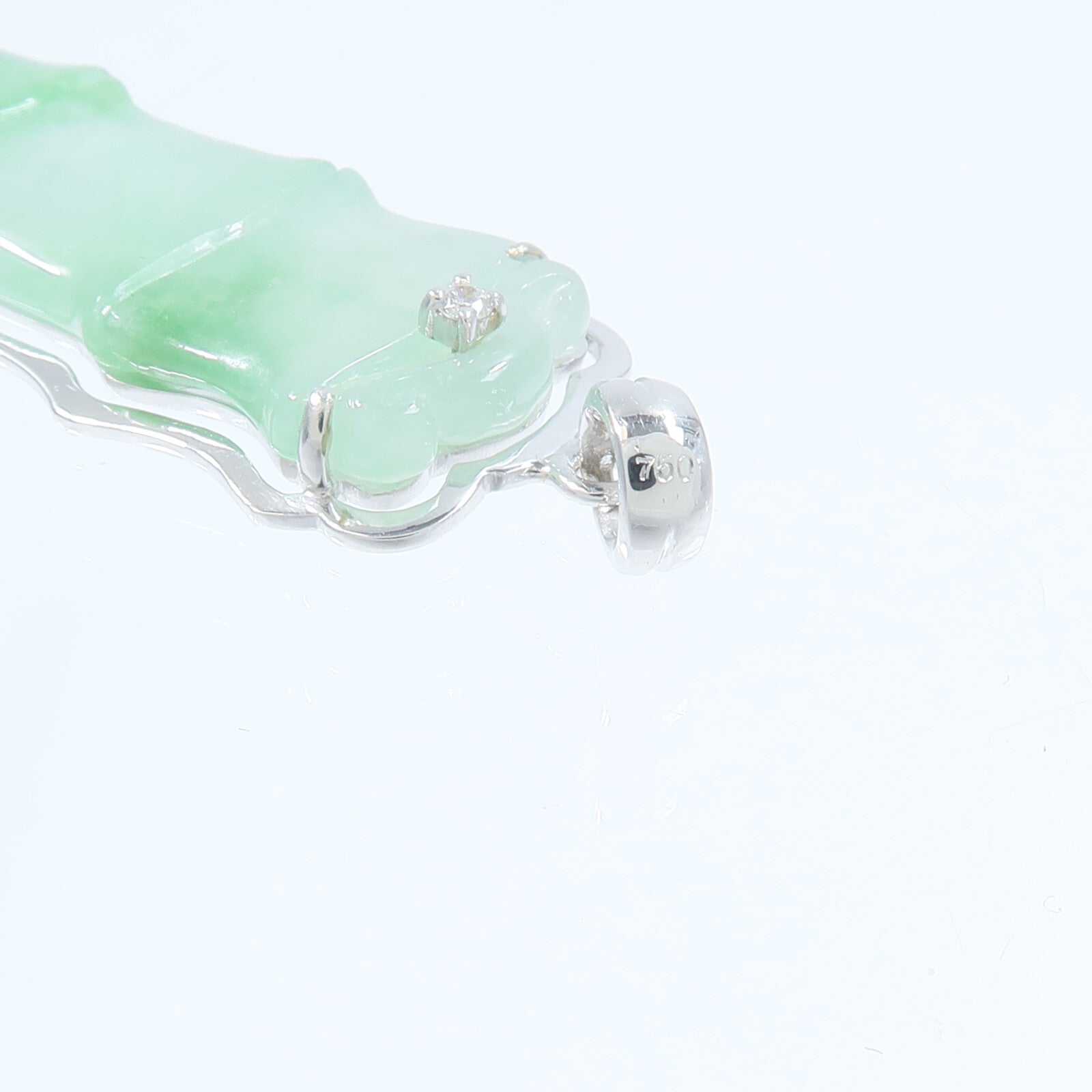 JEWELRY 18K白金Jade Diamond Pendant Top翡翠/鑽石吊墜