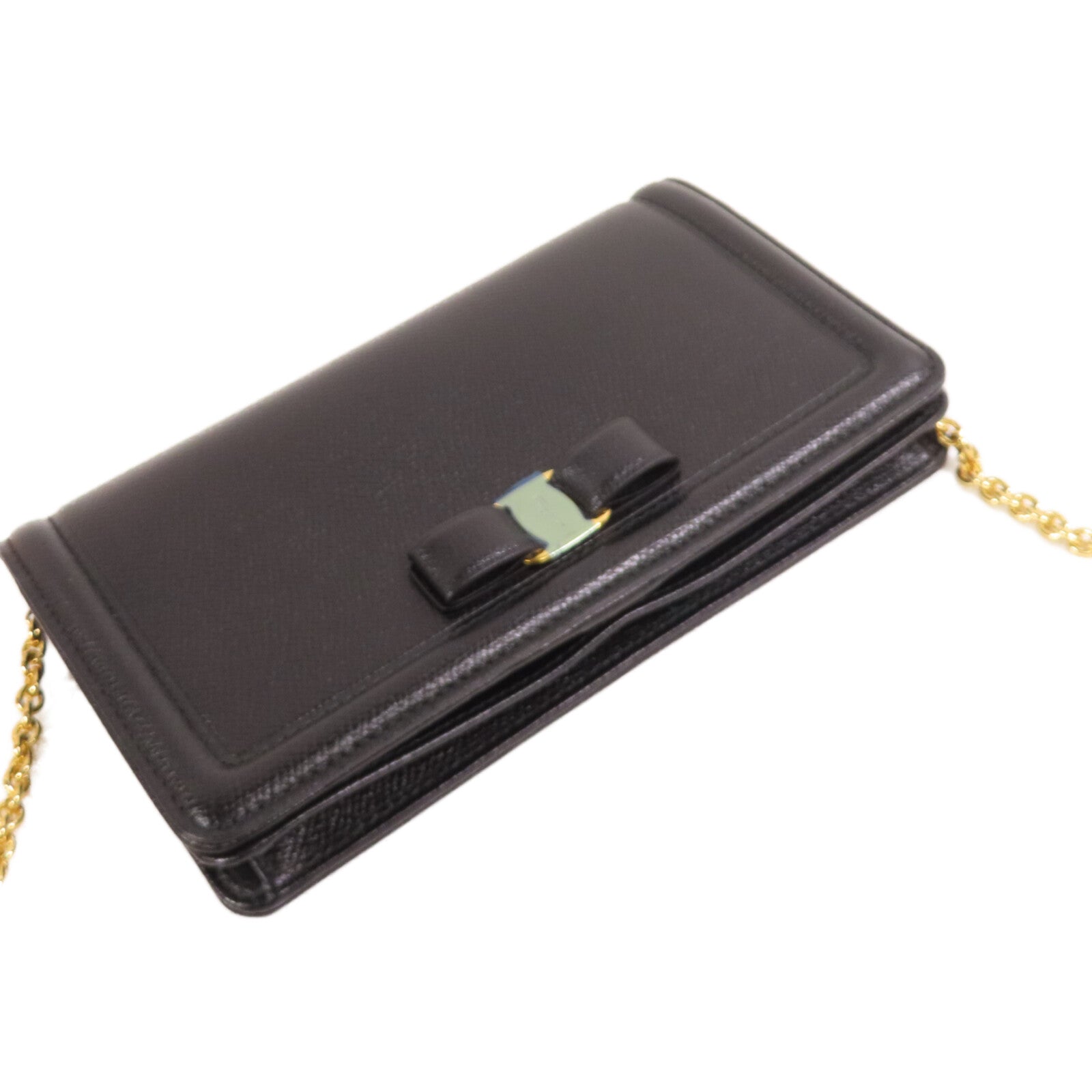 Salvatore Ferragamo 牛皮皮革Wallet On Chain金扣鏈帶肩背袋