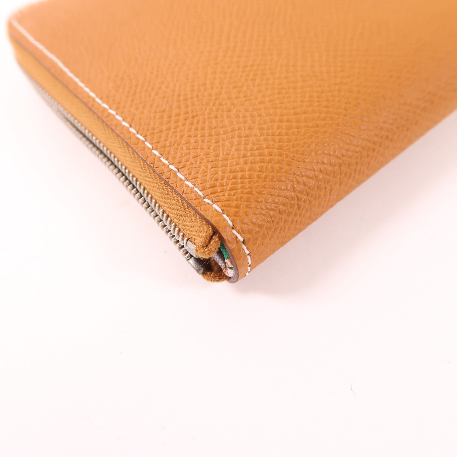 HERMES Epsom皮革Silk-In Wallet銀扣長錢包Gold