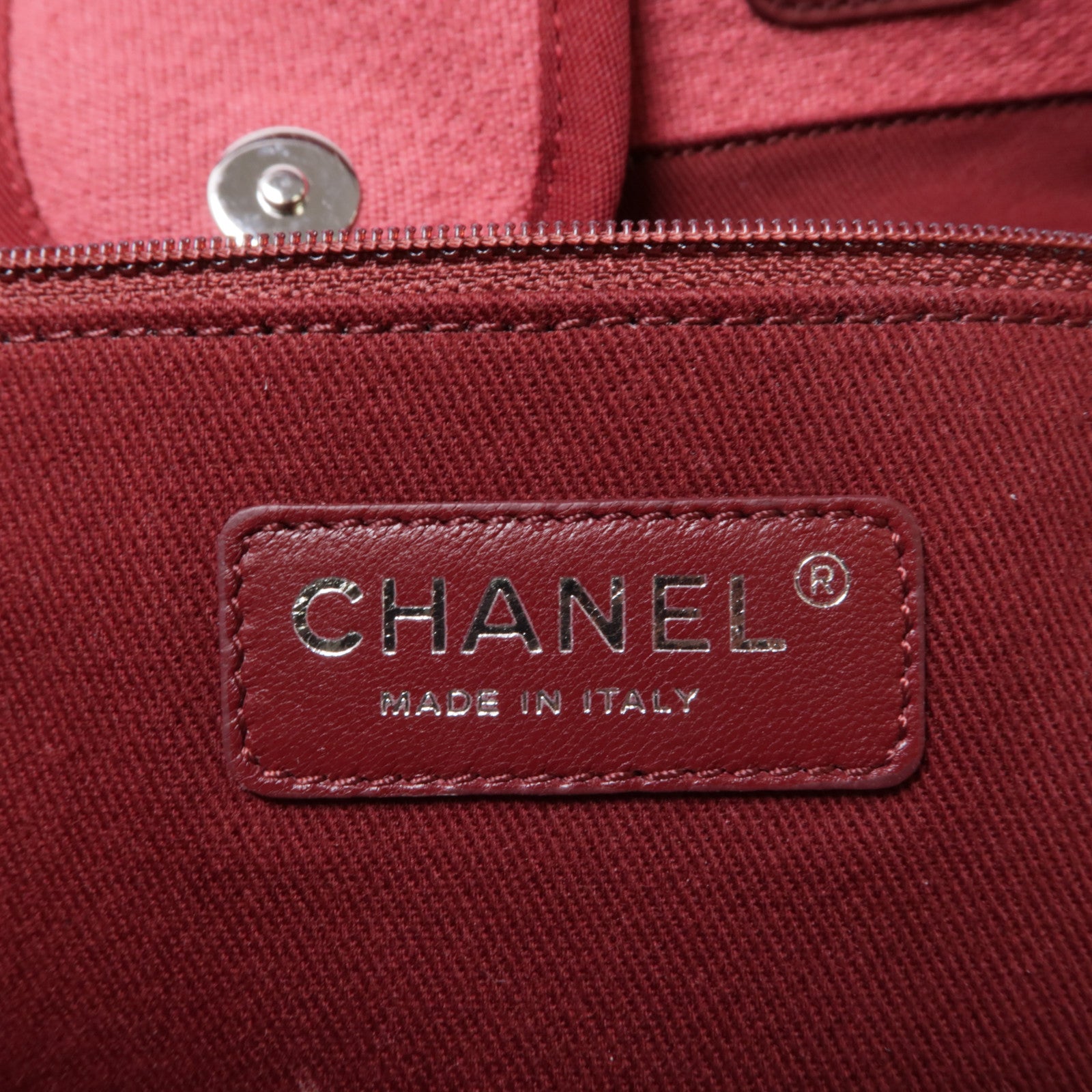 CHANEL 帆布Deauville Tote銀扣手挽肩背兩用袋紅色