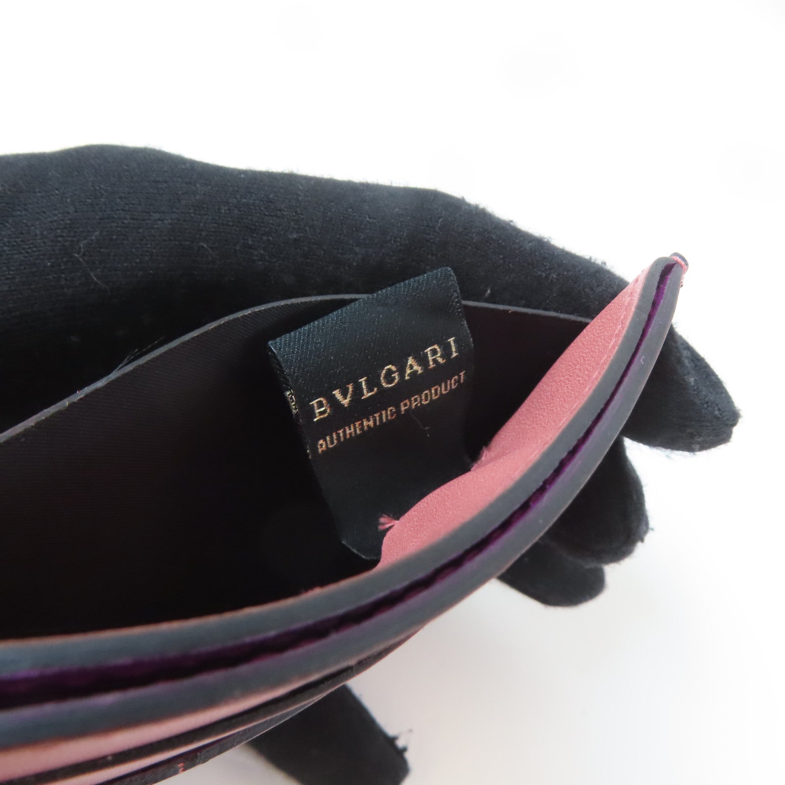 BVLGARI 牛皮皮革Serpenti Forever金扣卡片套粉紅色
