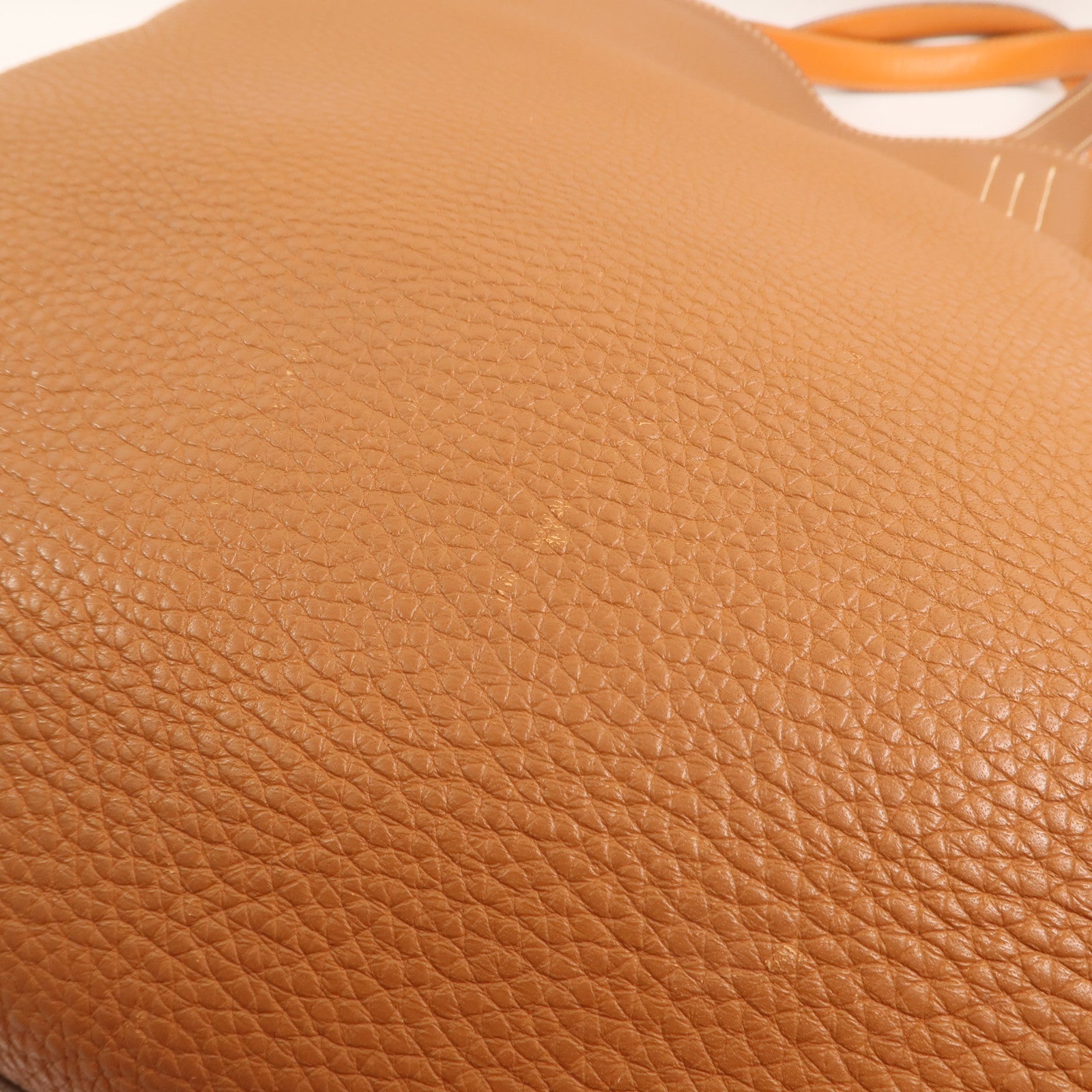HERMES Clemence皮革Double Sens手挽袋Gold/Orange
