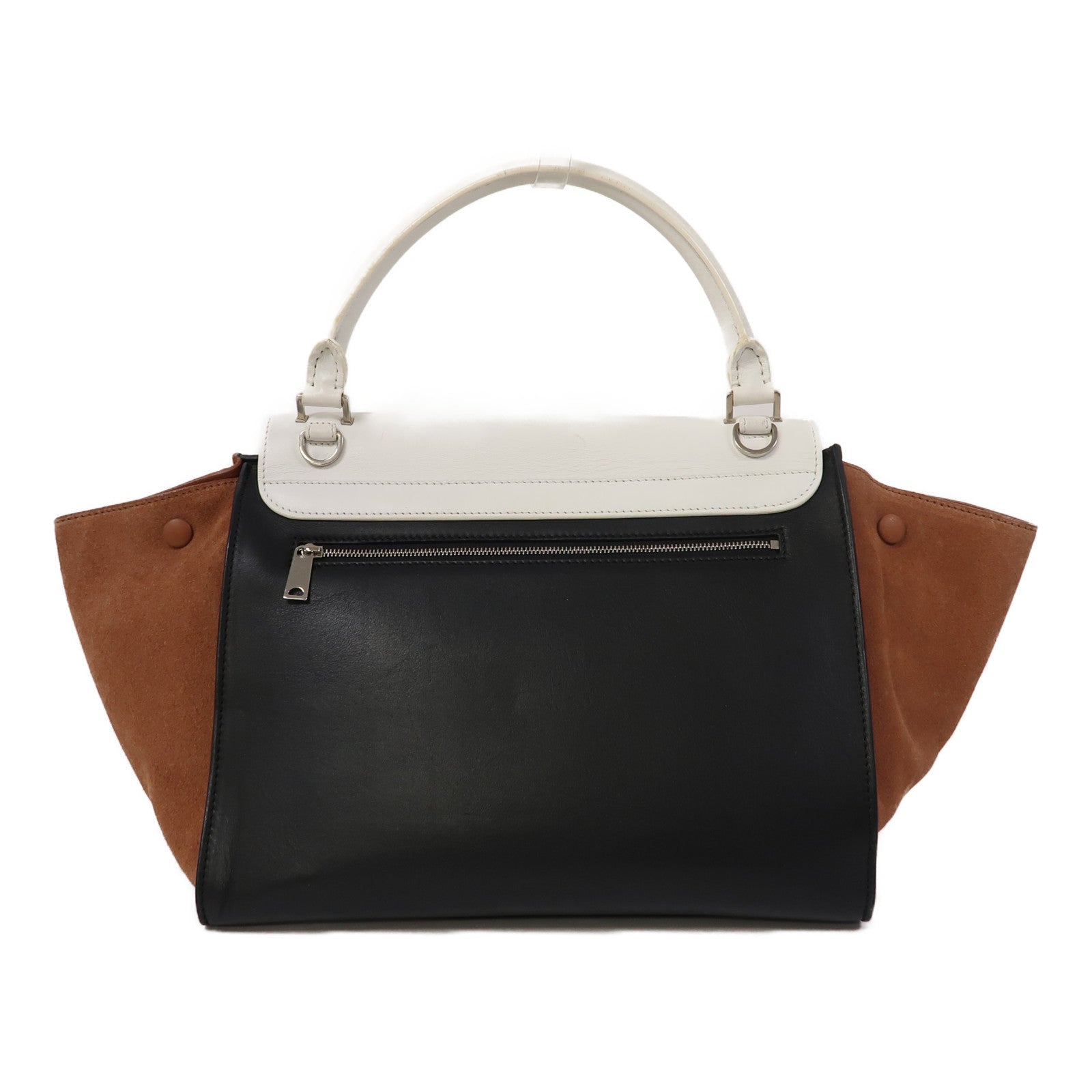 CELINE 【激減優惠】牛皮皮革Trapeze銀扣手挽肩背兩用袋白色/黑色/啡色