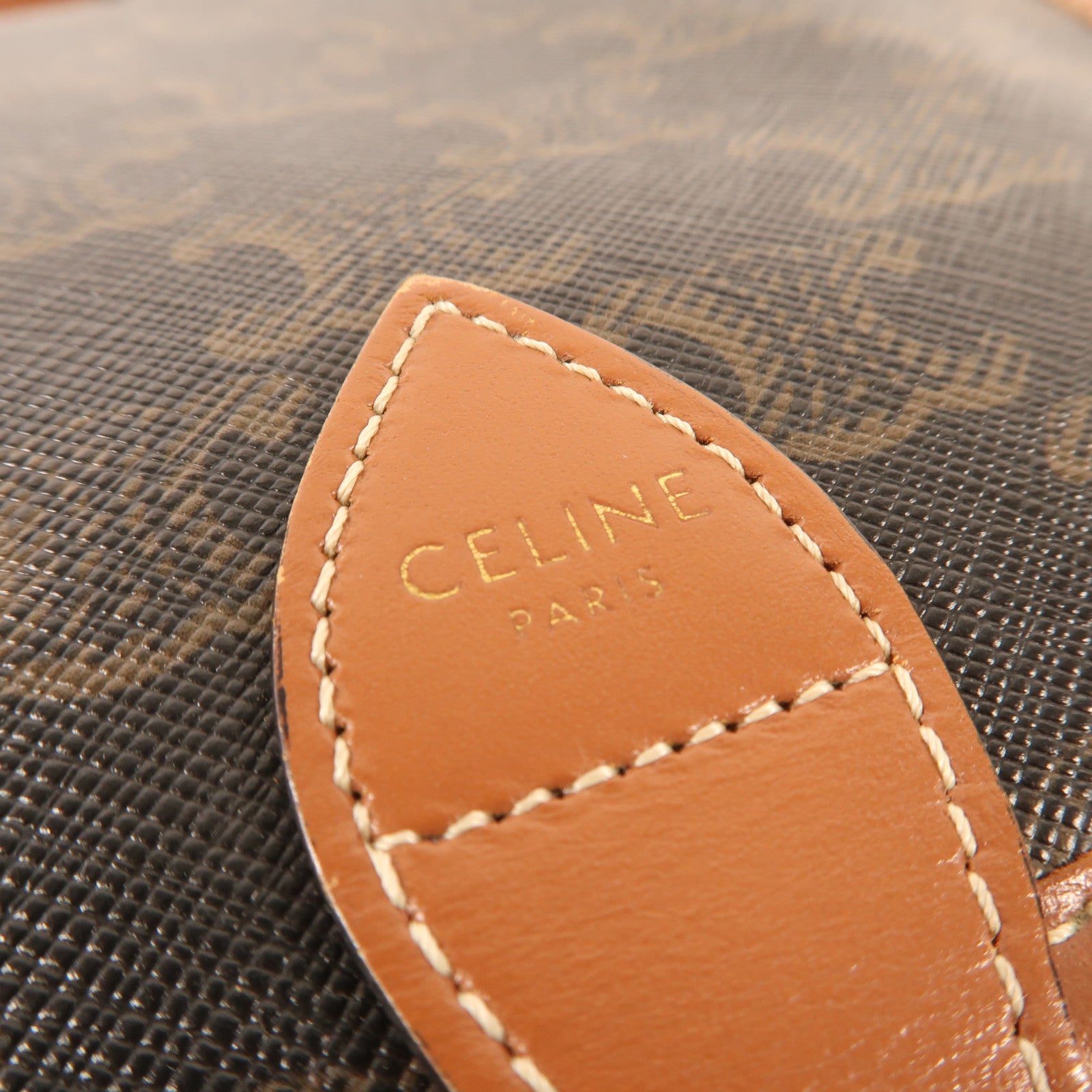 CELINE 塗層帆布Folco Bag金扣肩背袋