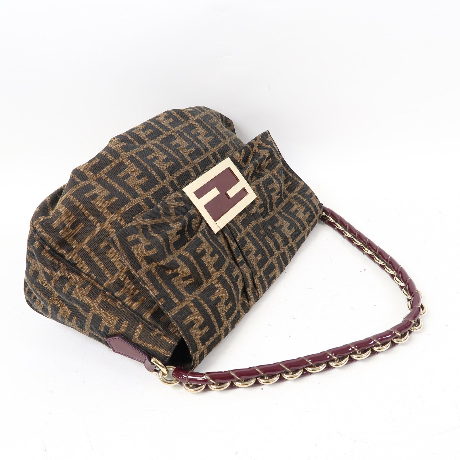 FENDI 帆布Shoulder Bag金扣肩背袋啡色