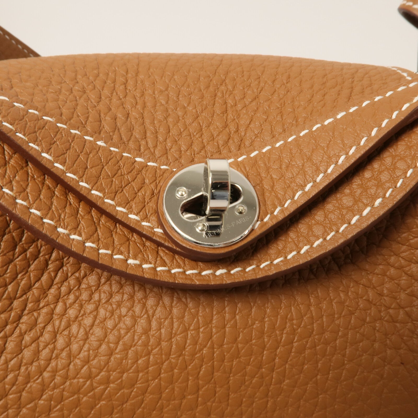 HERMES Clemence皮革Mini Lindy金扣手挽肩背兩用袋Gold