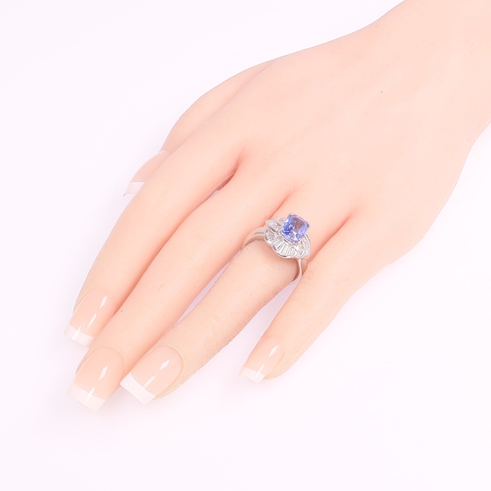 JEWELRY 【激減優惠】PT900鉑金Sapphire Diamond Ring藍寶石/鑽石戒指US#6