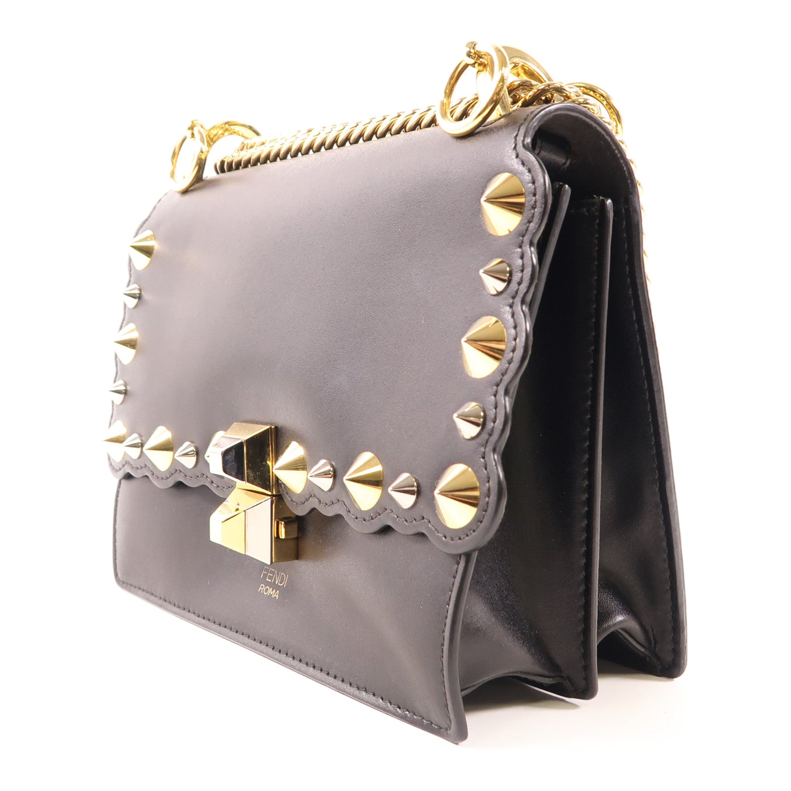 FENDI 牛皮皮革Shoulder Bag金扣肩背袋