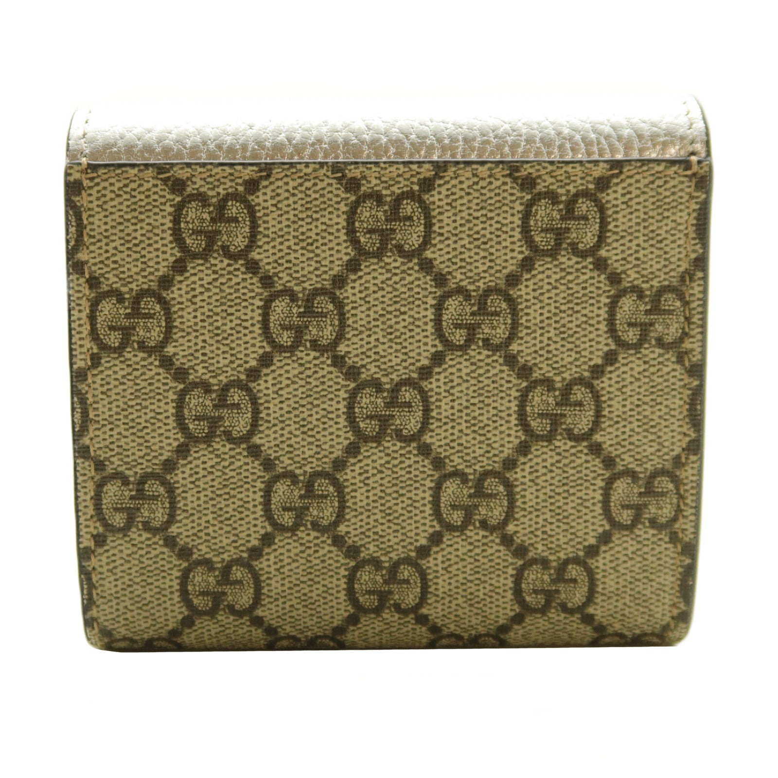 GUCCI 塗層帆布/皮革Wallet金扣錢包銀色