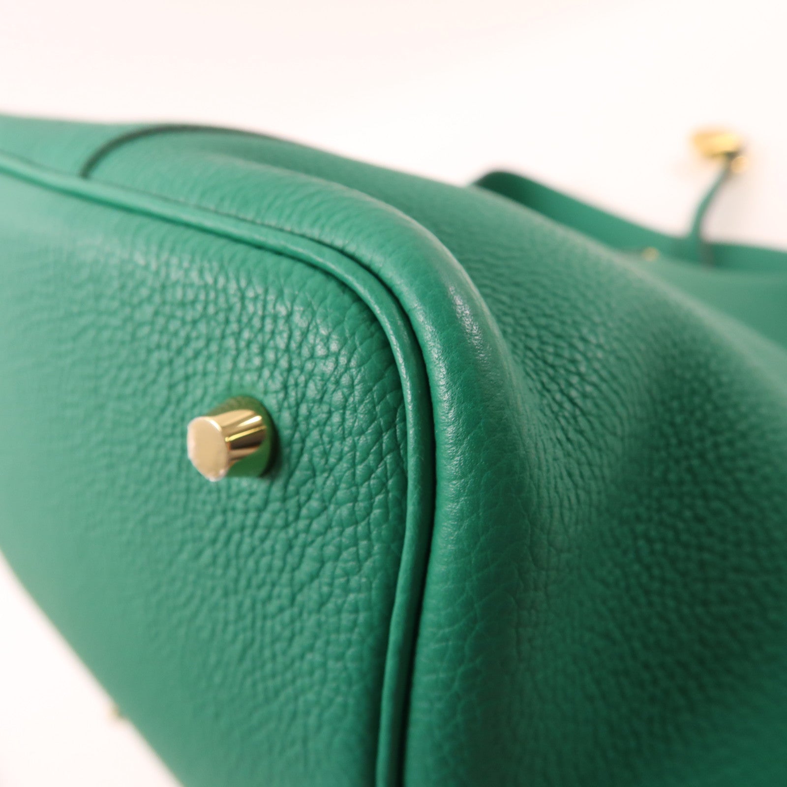HERMES Clemence皮革Picotin18金扣手挽袋vert vertigo