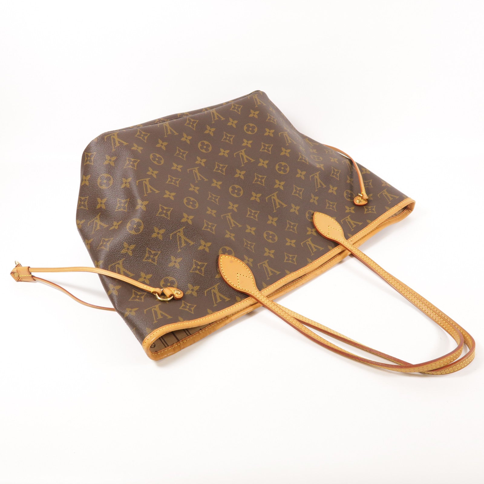 LOUIS VUITTON Monogram Neverfull MM金扣手挽袋