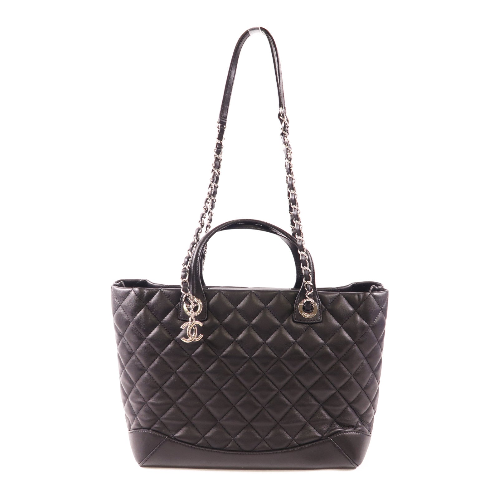 CHANEL 牛皮皮革2way Shoulder銀扣鏈帶手挽肩背兩用袋