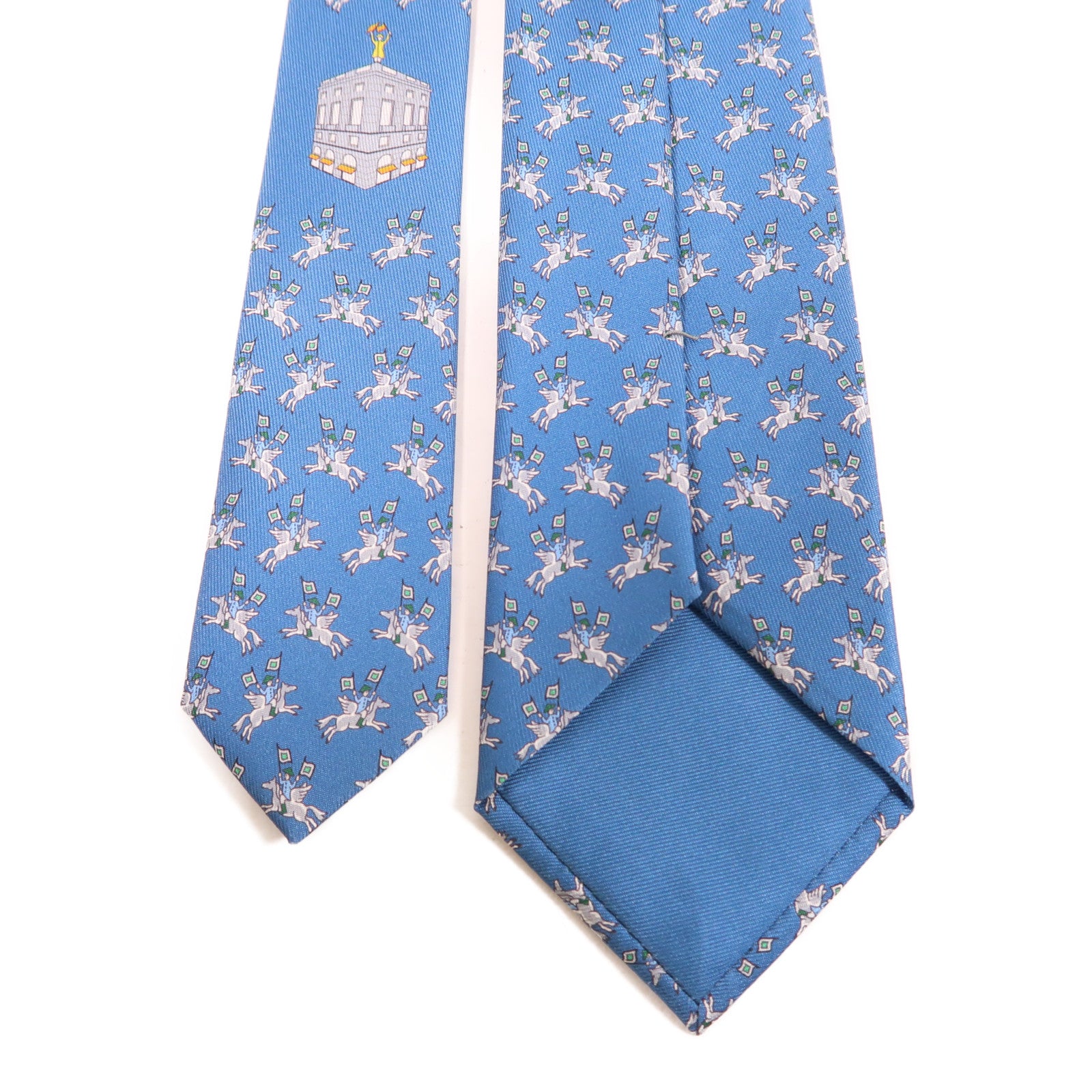 HERMES 絲質Tie領帶藍色
