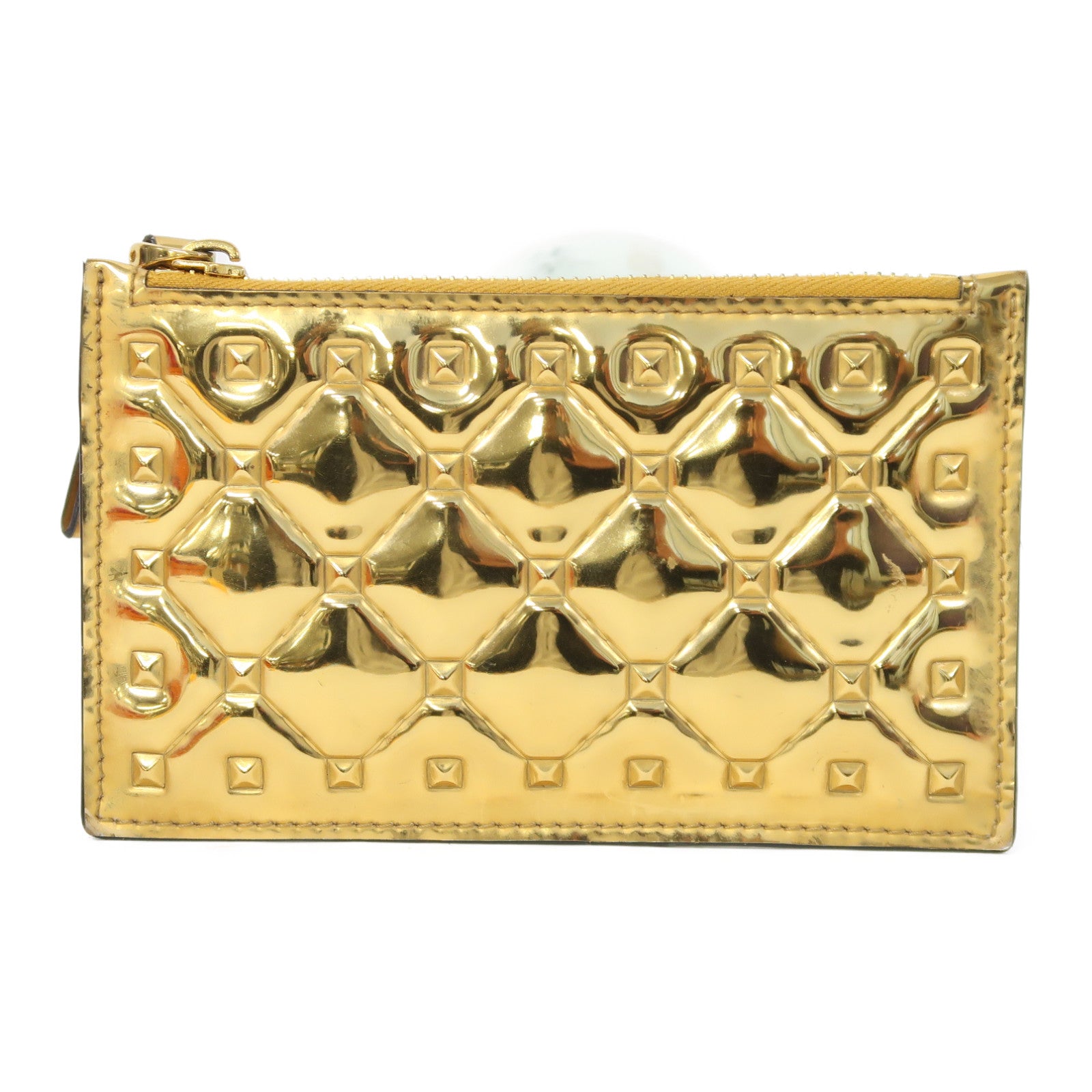 Valentino 漆皮皮革Card Case金扣卡片套金色