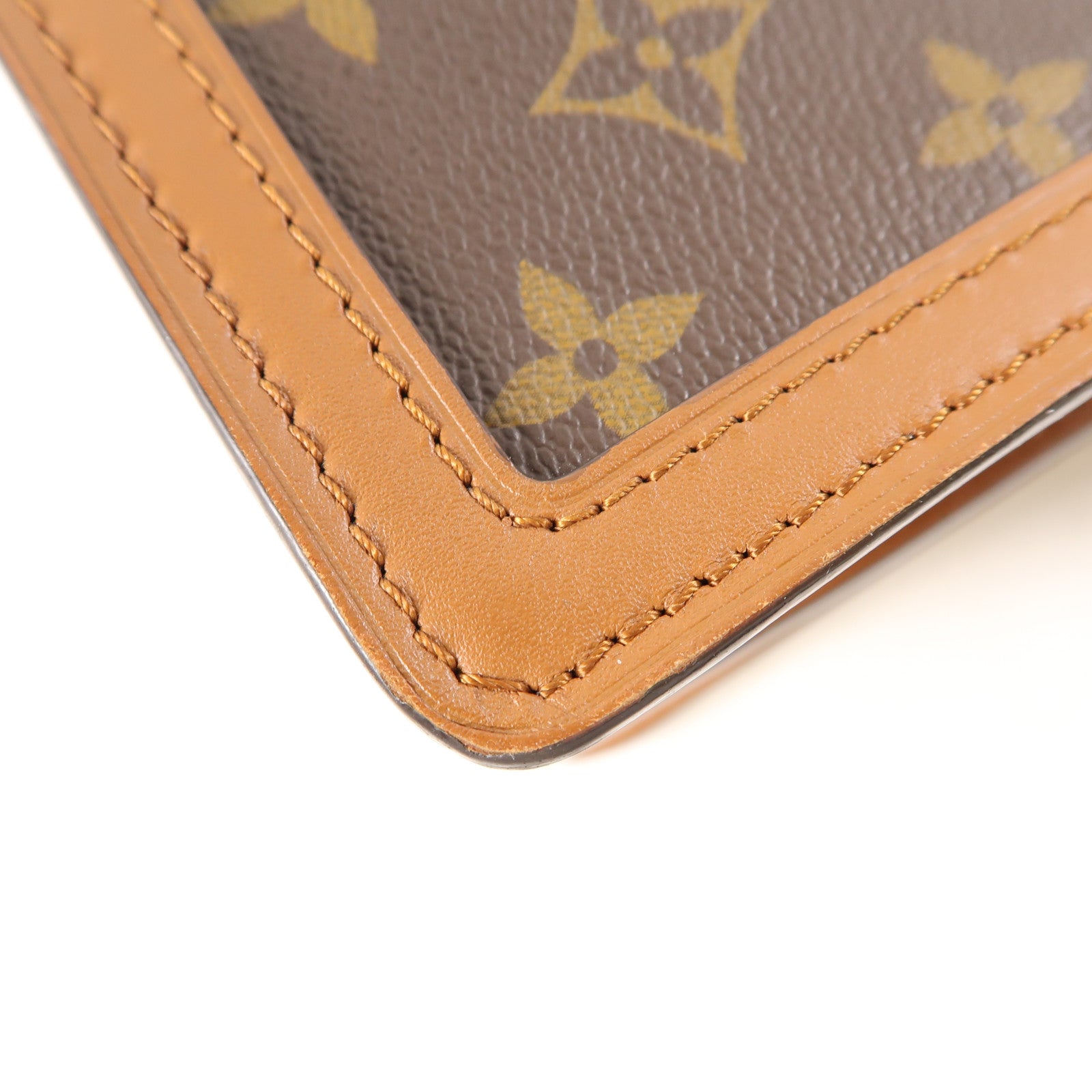 LOUIS VUITTON Monogram/Monogram Reverse Dauphine MM金扣手挽肩背兩用袋棕色