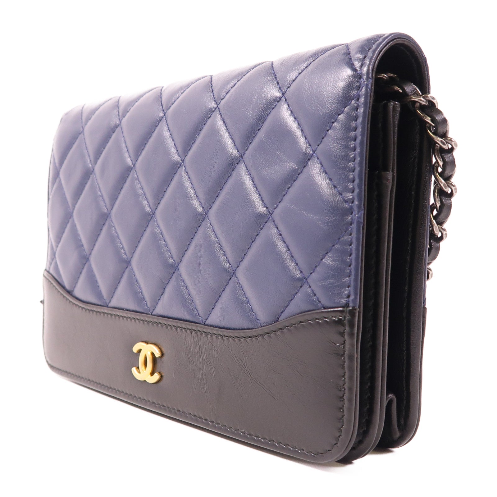 CHANEL 羊皮皮革Gabrielle Woc銀扣鏈帶肩背袋