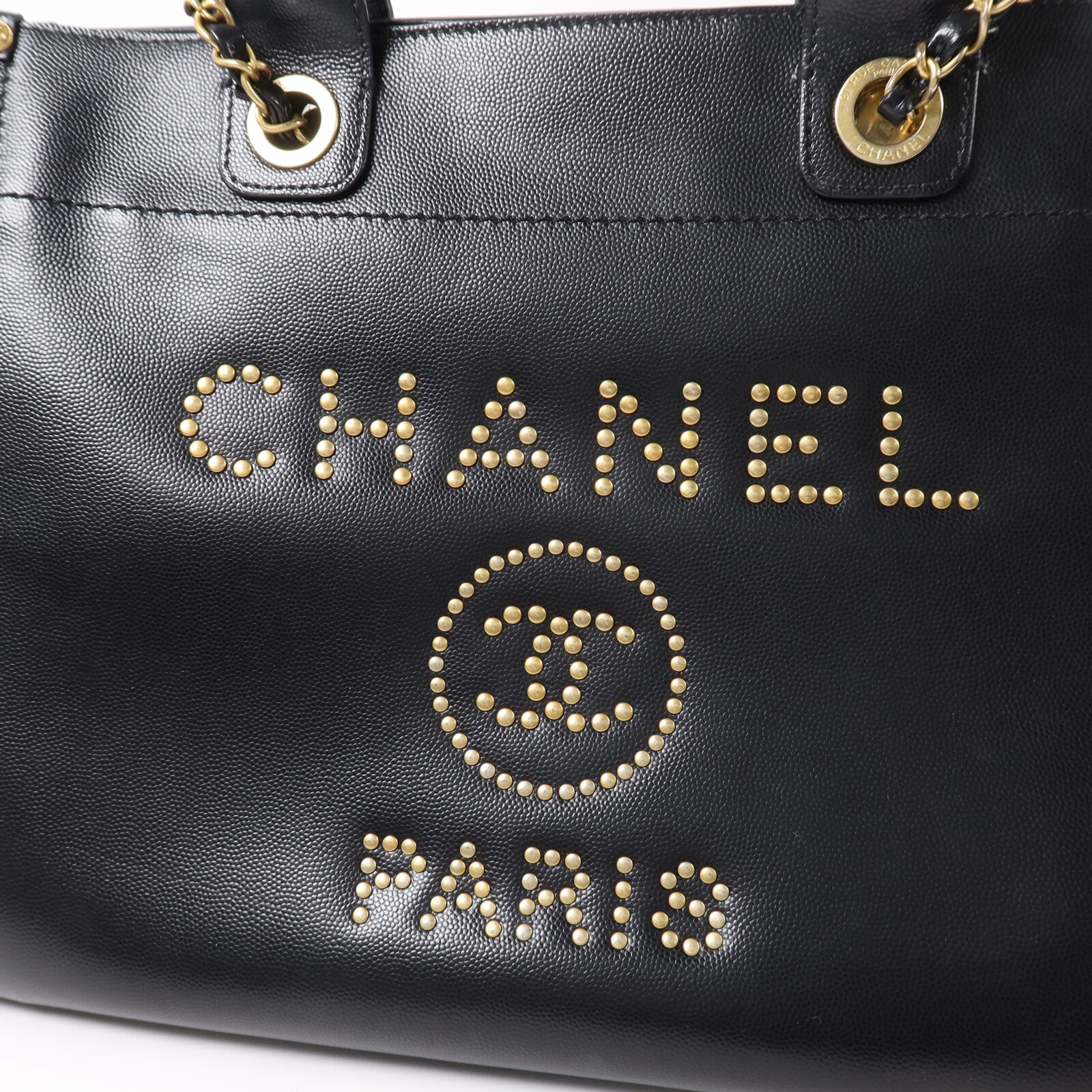 CHANEL 【激減優惠】牛皮皮革Deauville Tote金扣鏈帶手挽肩背兩用袋