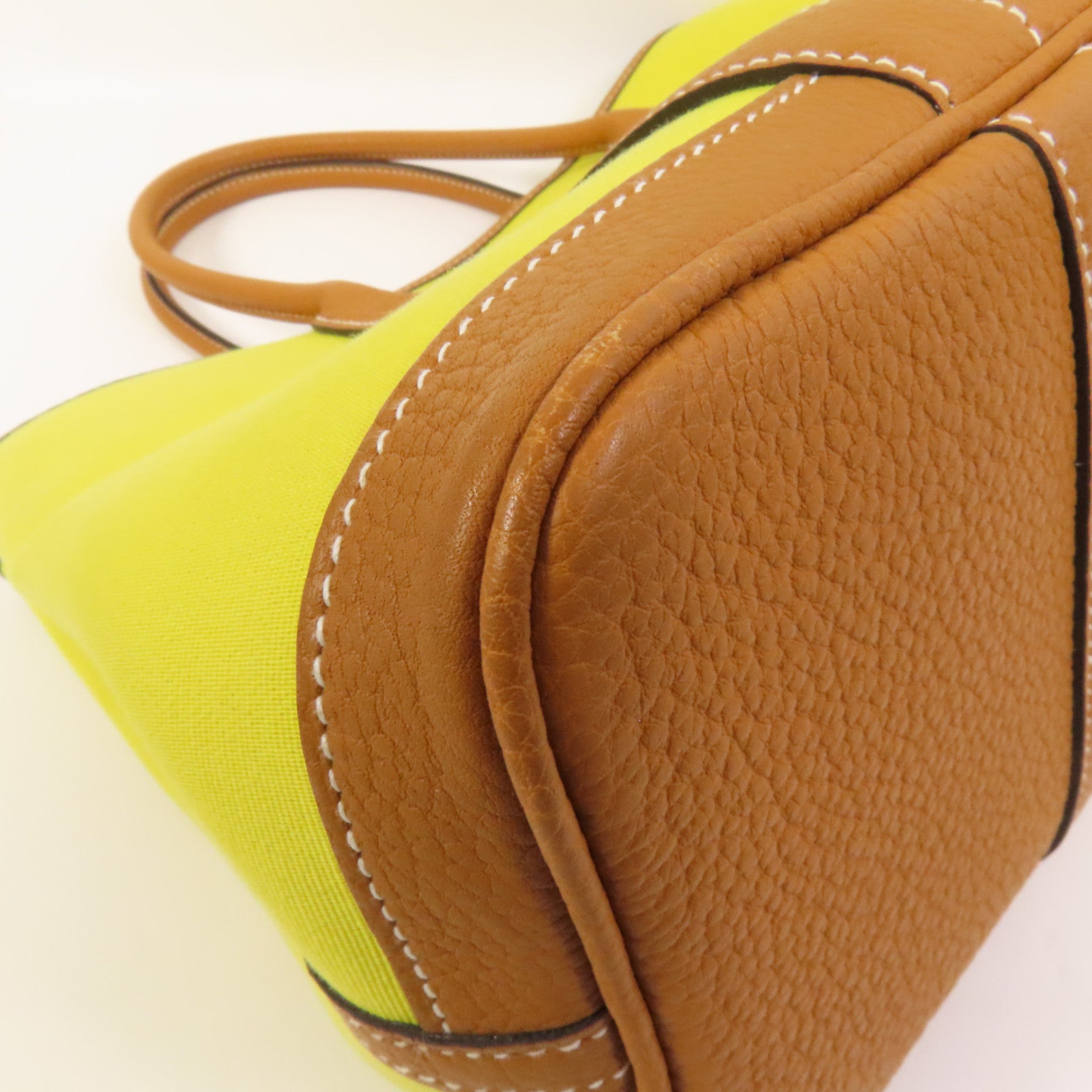HERMES 帆布Garden Party TPM銀扣手挽袋Lime