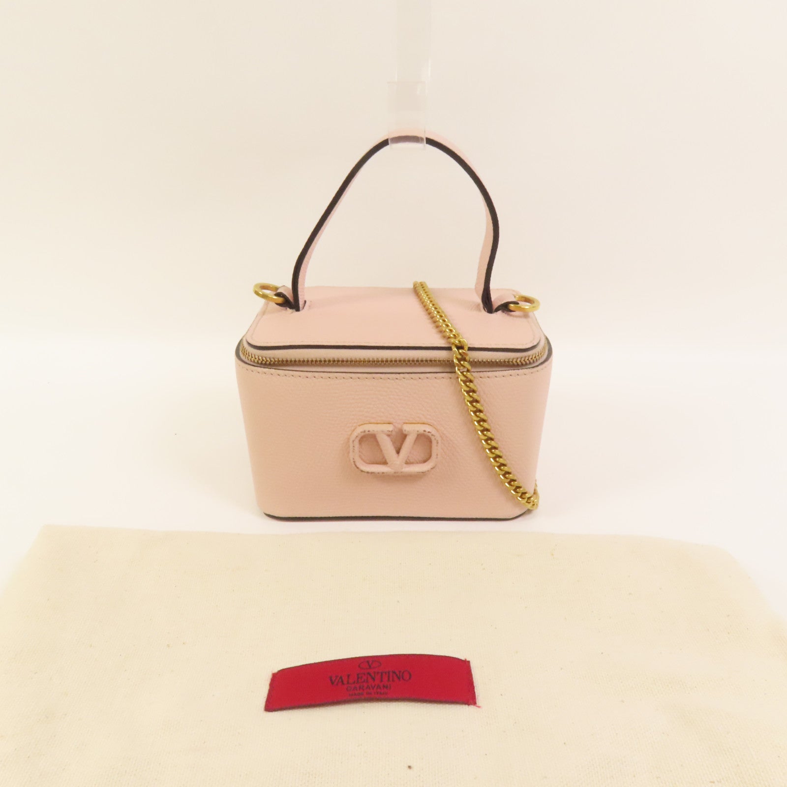 Valentino 牛皮皮革Garavani Vanity Case金扣手挽肩背兩用袋