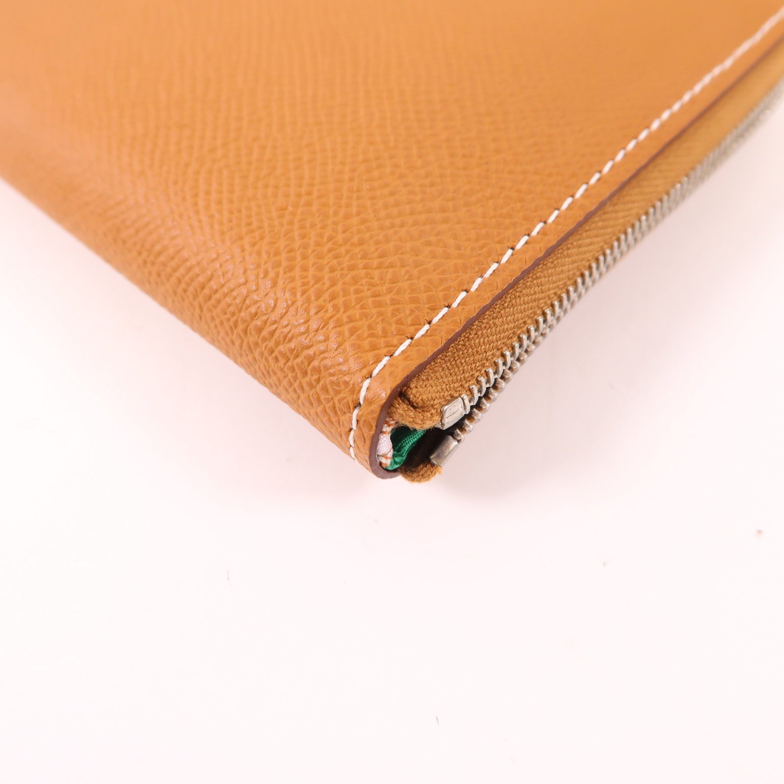 HERMES Epsom皮革Silk-In Wallet銀扣長錢包Gold