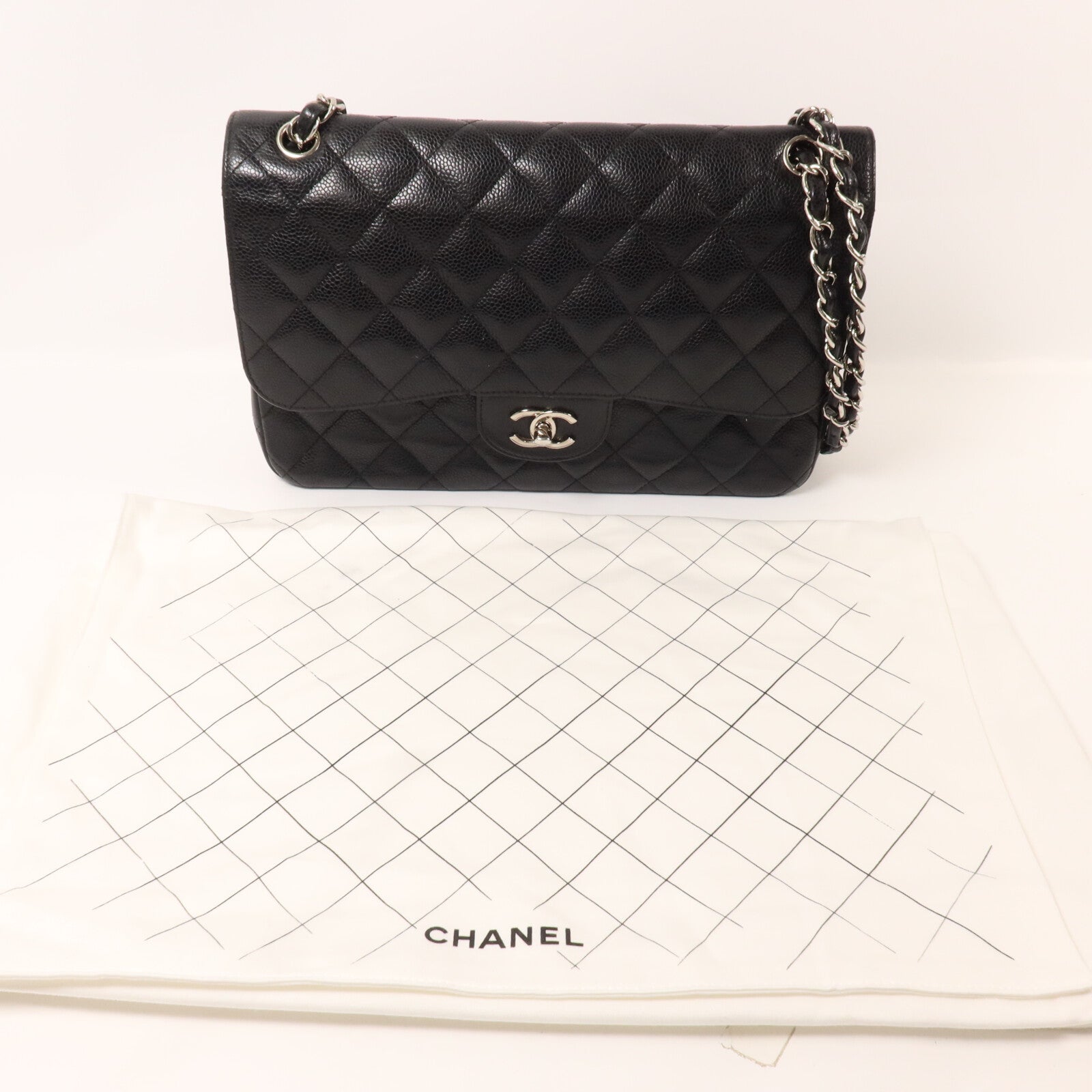 CHANEL 牛皮皮革Large Classic鏈帶肩背袋