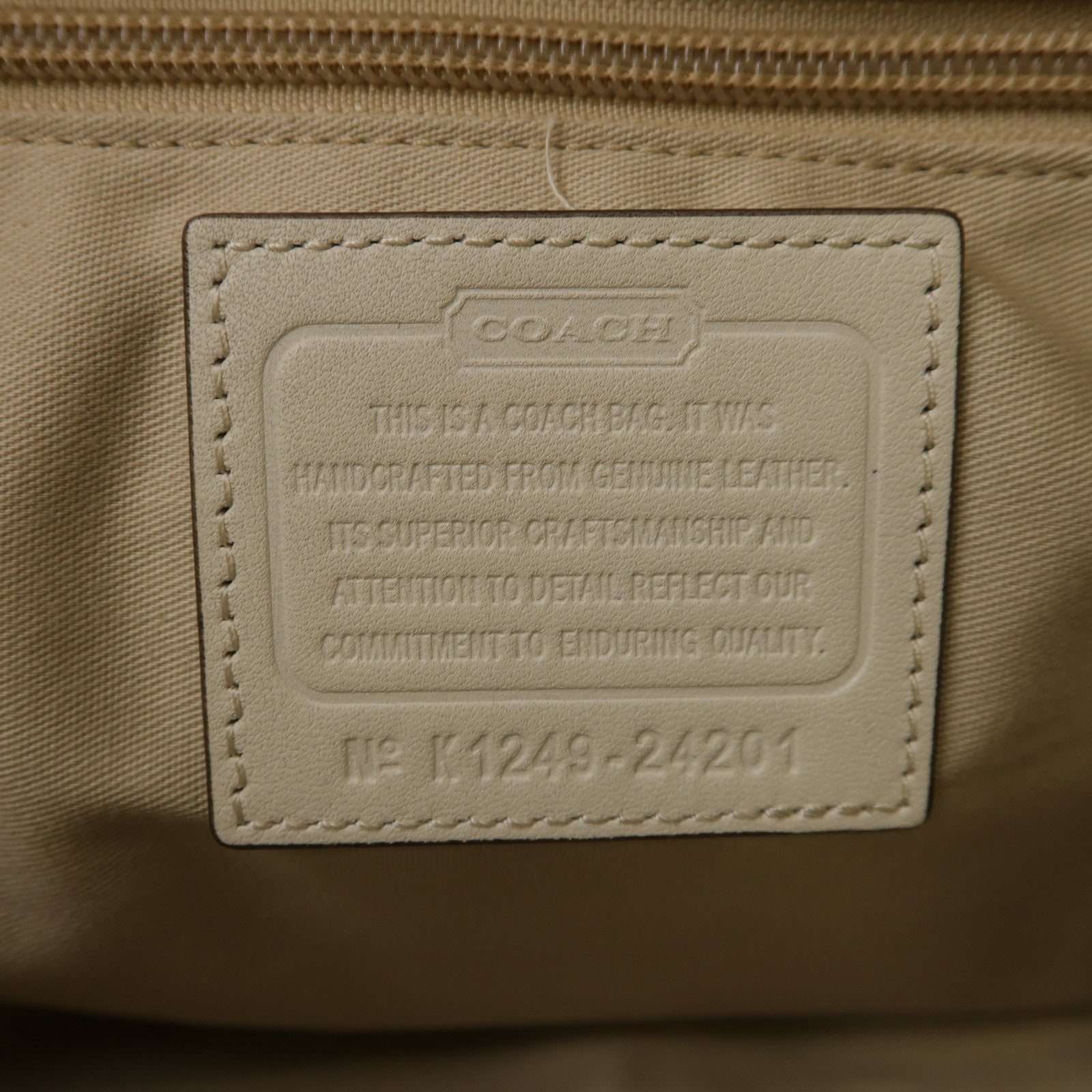 COACH 牛皮皮革Handbag銀扣手挽袋白色