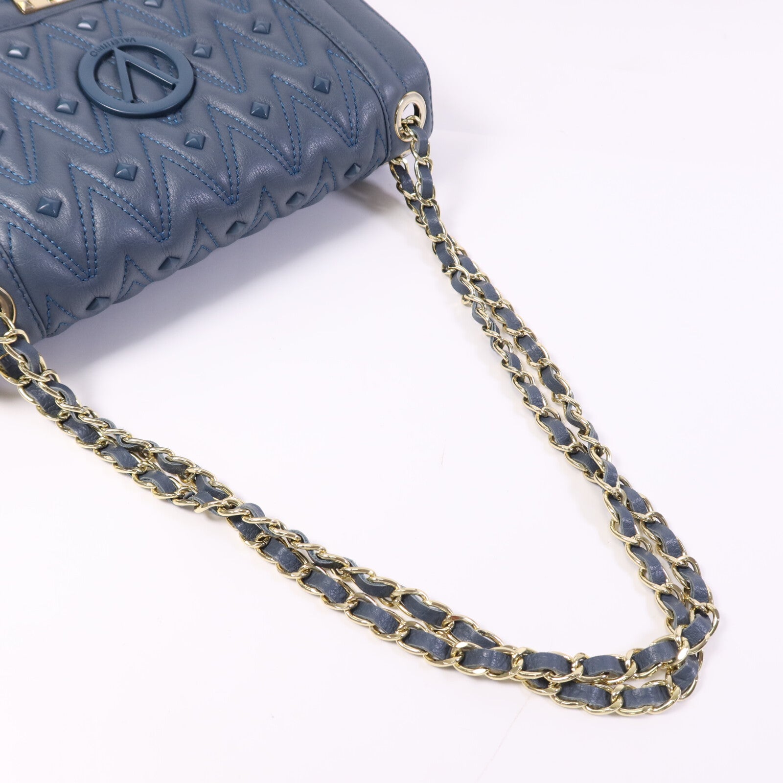 Valentino 【激減優惠】牛皮皮革Mario Diamond金扣鏈帶肩背袋