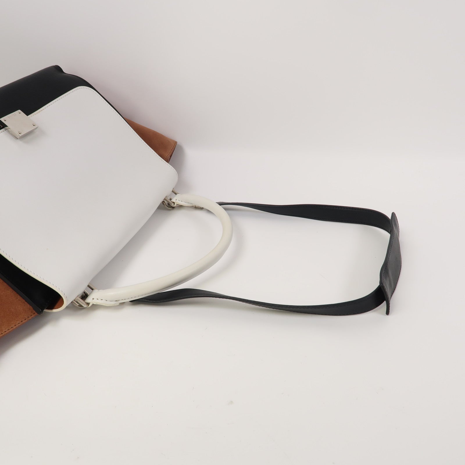 CELINE 【激減優惠】牛皮皮革Trapeze銀扣手挽肩背兩用袋白色/黑色/啡色