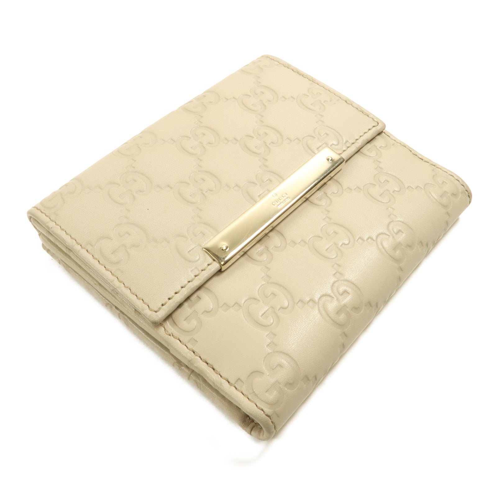 GUCCI 牛皮皮革Wallet金扣折疊錢包