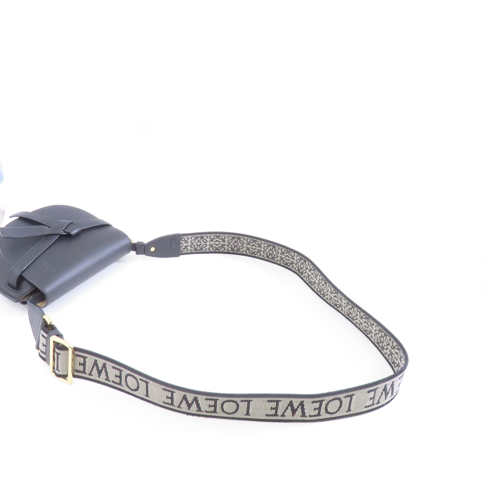 LOEWE 牛皮皮革Mini Gate金扣肩背袋黑色