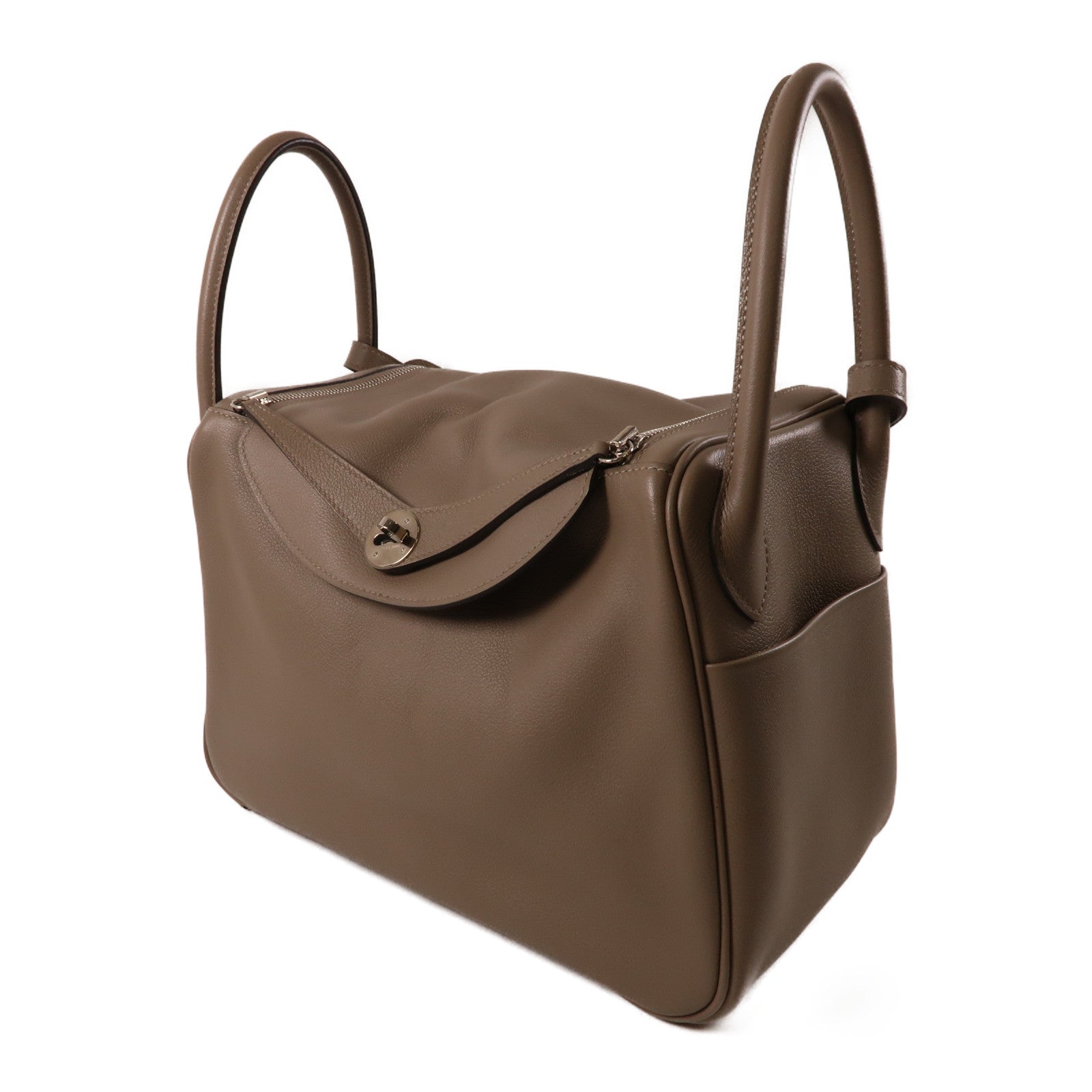 HERMES Evercolour皮革Lindy 30銀扣手挽肩背兩用袋Gris Asphalt M8大象灰