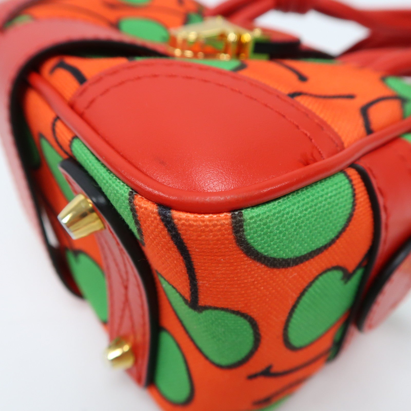 MOSCHINO 帆布Hand Bag金扣手挽肩背兩用袋紅色