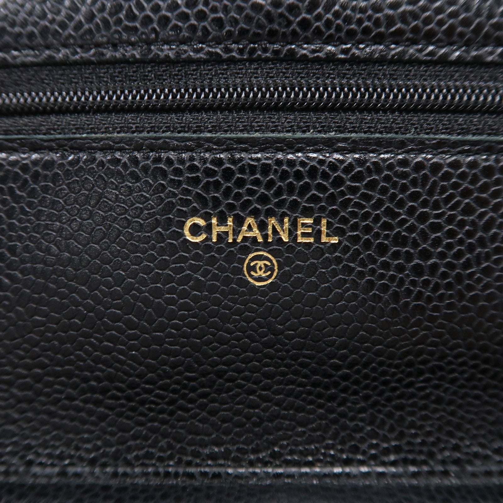 CHANEL 菱格Caviar皮革Wallet On Chain金扣鏈帶肩背袋黑色