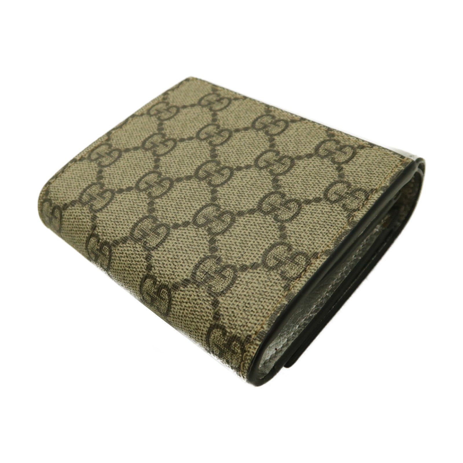 GUCCI 塗層帆布/皮革Wallet金扣錢包銀色