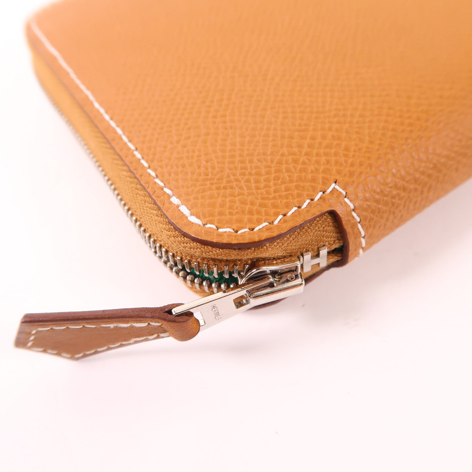 HERMES Epsom皮革Silk-In Wallet銀扣長錢包Gold