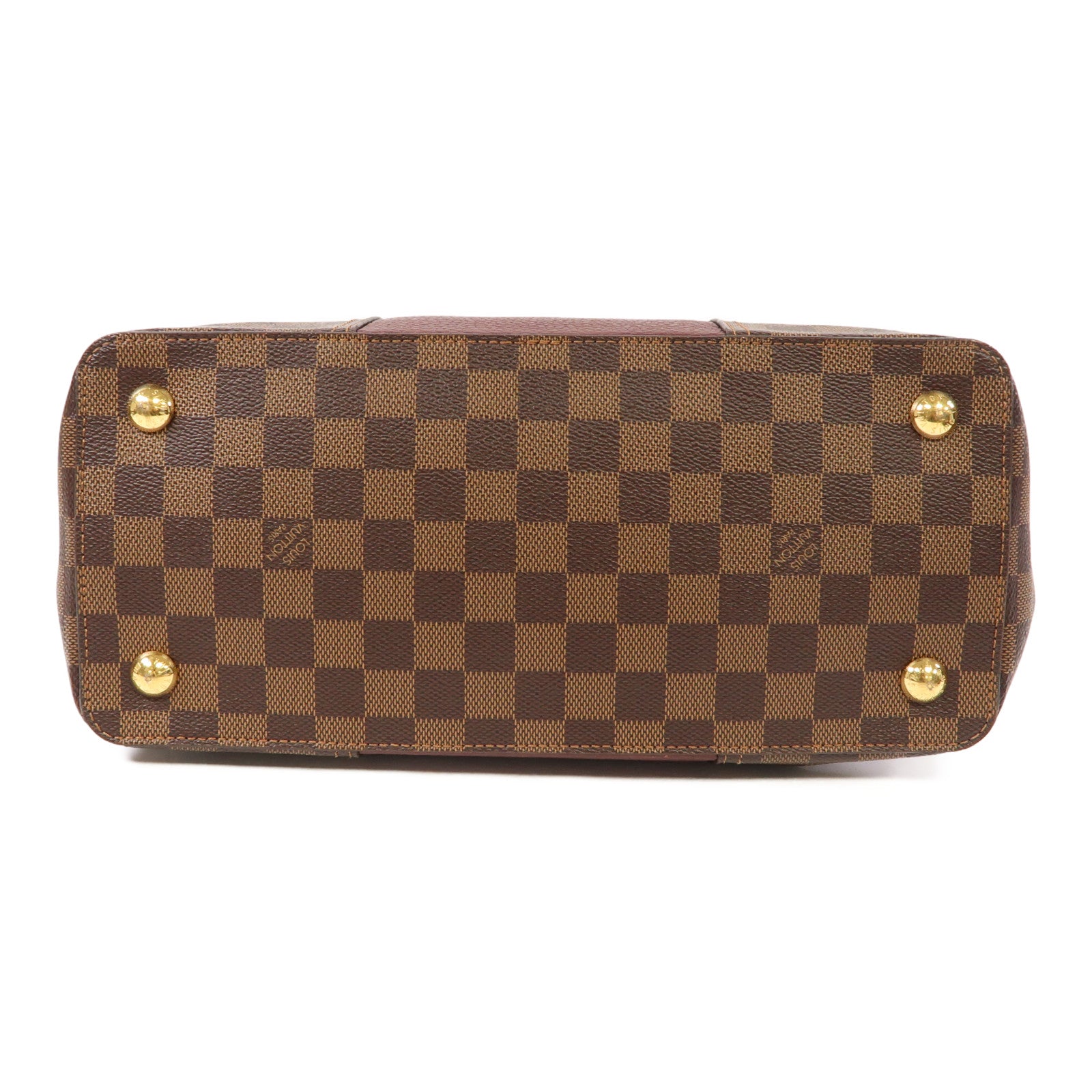 LOUIS VUITTON Damier Ebene Jersey金扣手挽肩背兩用袋啡色/紅色