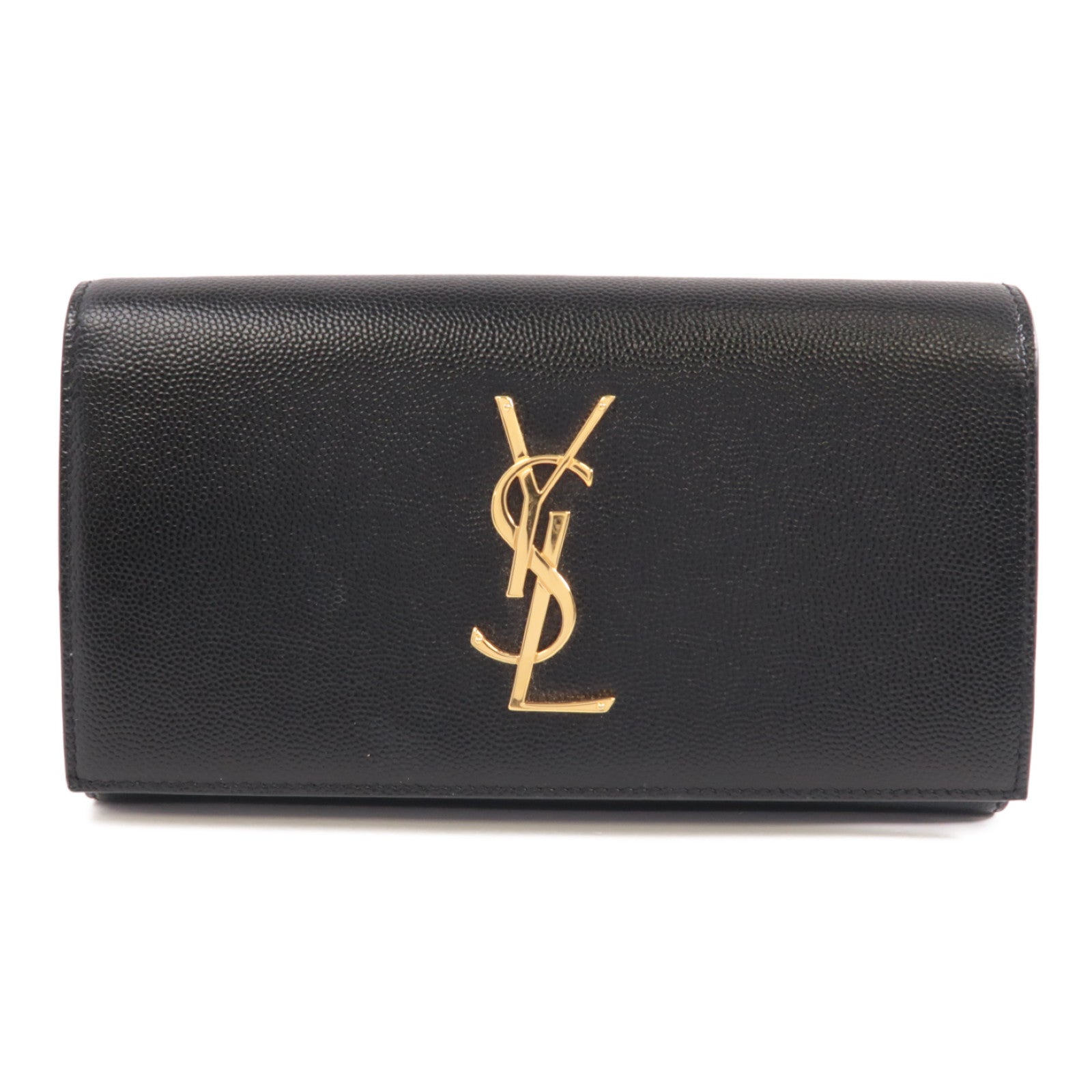 SAINT LAURENT 牛皮皮革Long Wallet金扣長錢包黑色