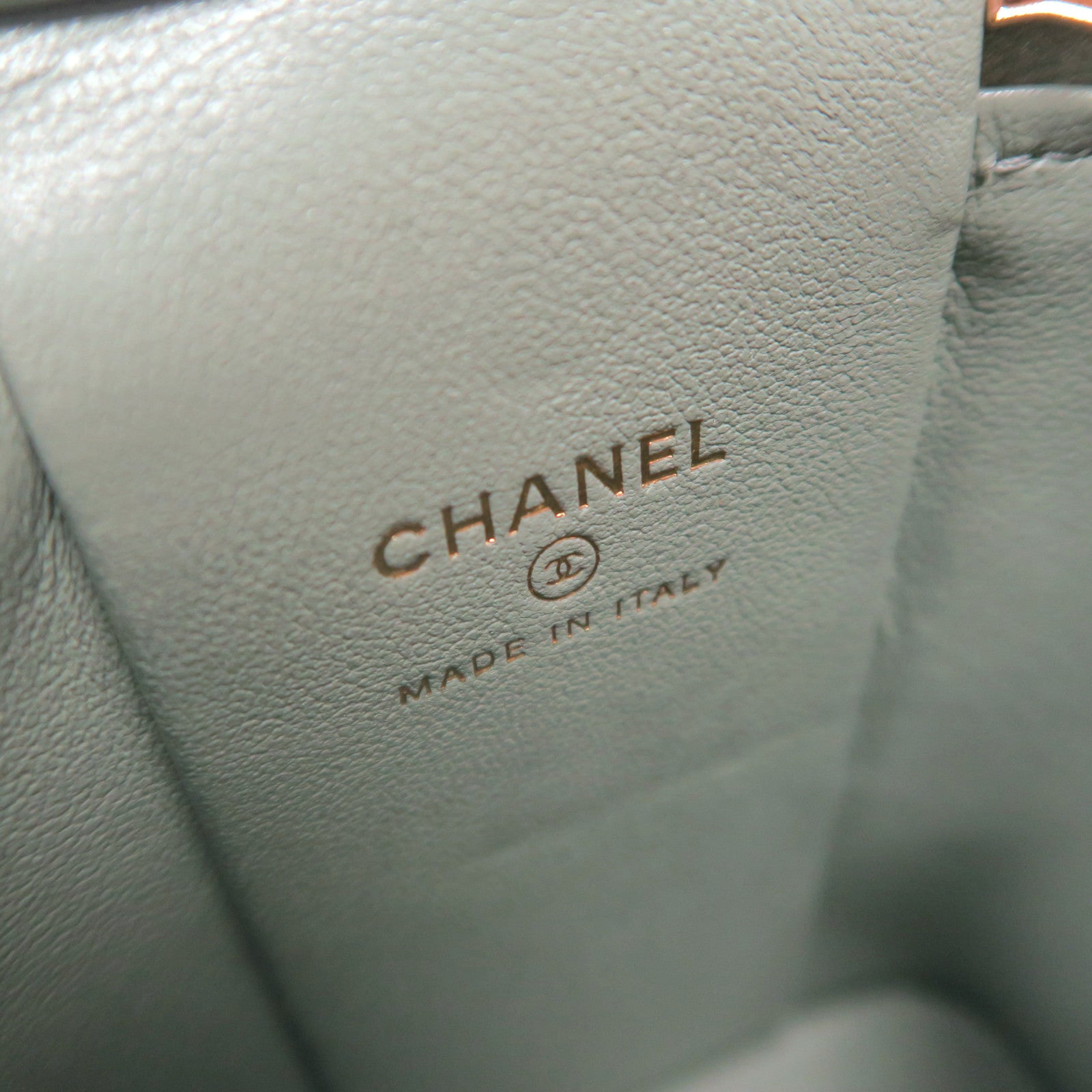 CHANEL **【激減優惠】菱格羊皮皮革Mini Gigarette Box金扣鏈帶肩背袋淺綠色
