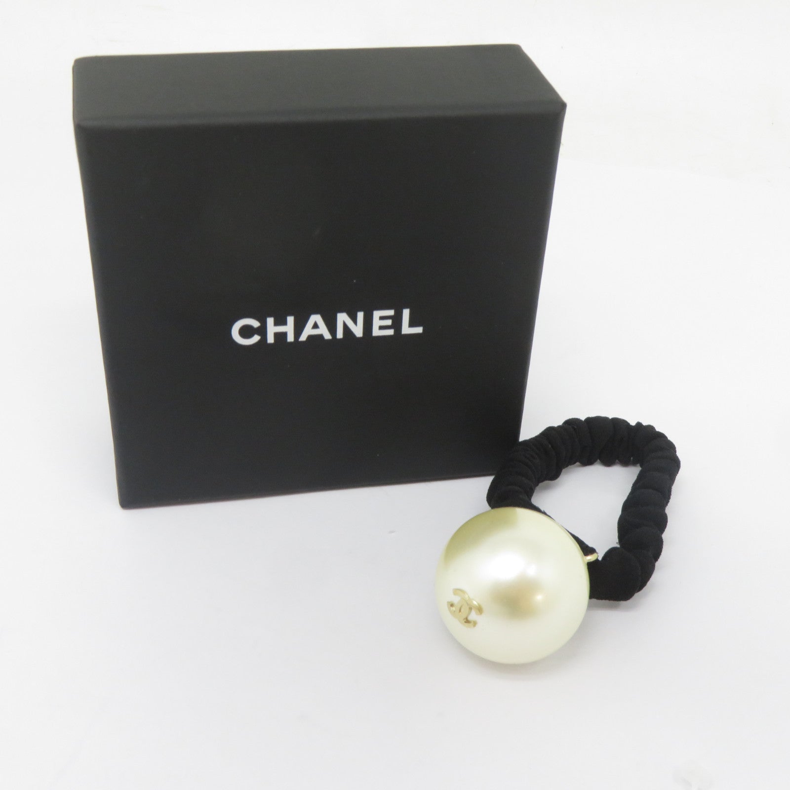 CHANEL PVC/織物Hair Band髮飾黑色/白色
