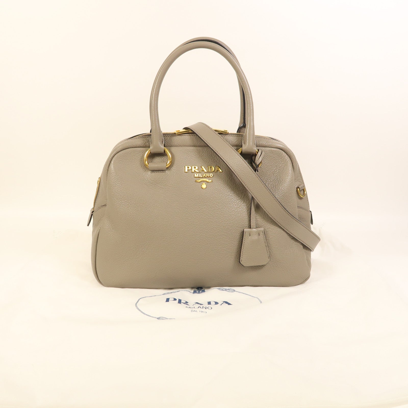 PRADA 牛皮皮革2 Way Shoulder金扣手挽肩背兩用袋