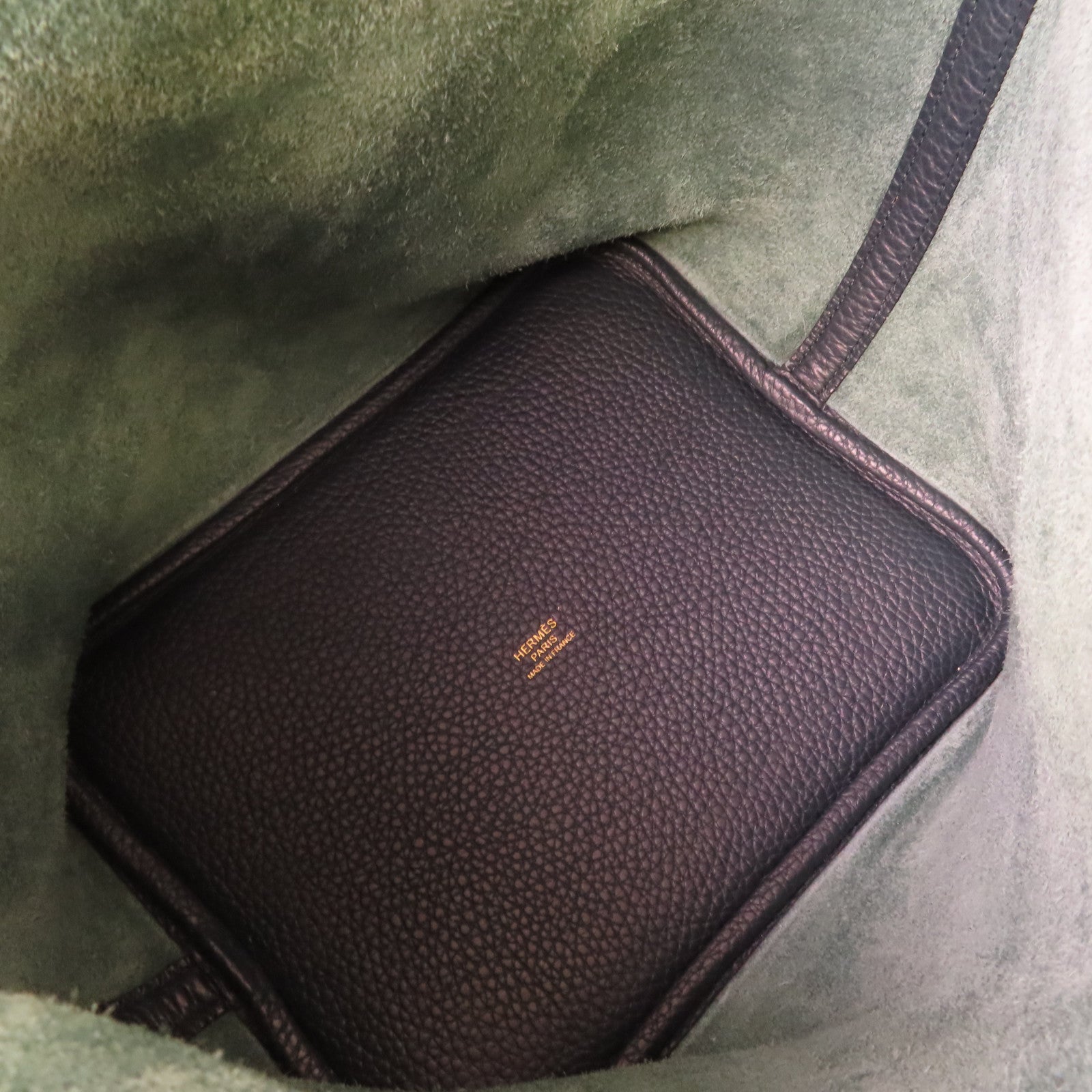 HERMES 【激減優惠】Clemence皮革Picotin MM Tote Bag金扣手挽袋深綠色