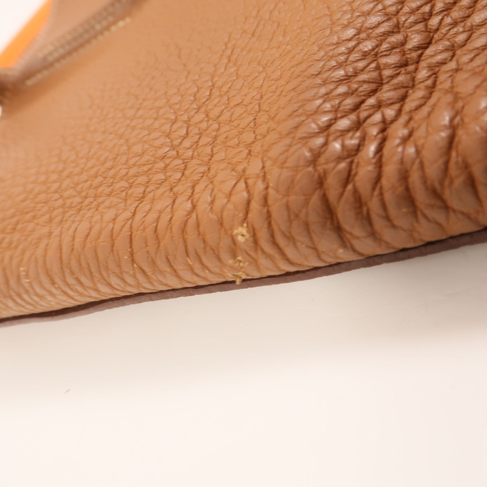 HERMES Clemence皮革Double Sens手挽袋Gold/Orange